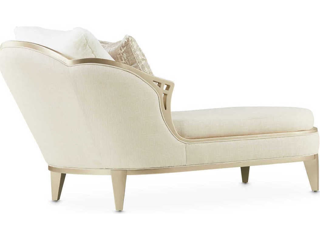 Michael Amini Villa Cherie Caramel Pearl Beige Upholstered Chaise