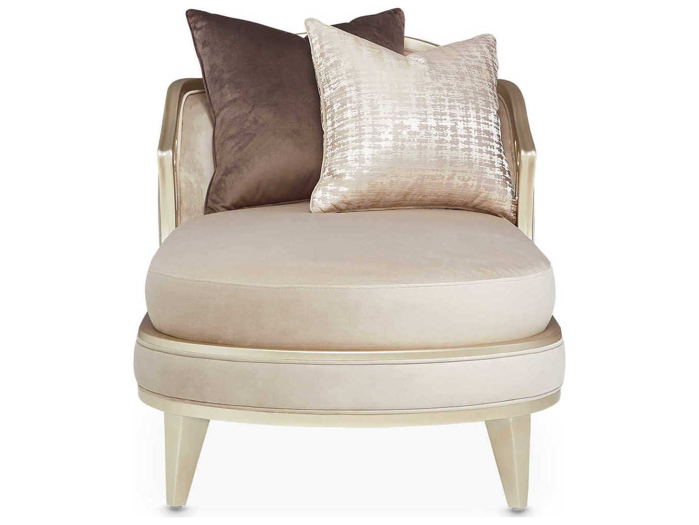 Michael Amini Villa Cherie Hazelnut Porcini Beige Velvet Upholstered Chaise