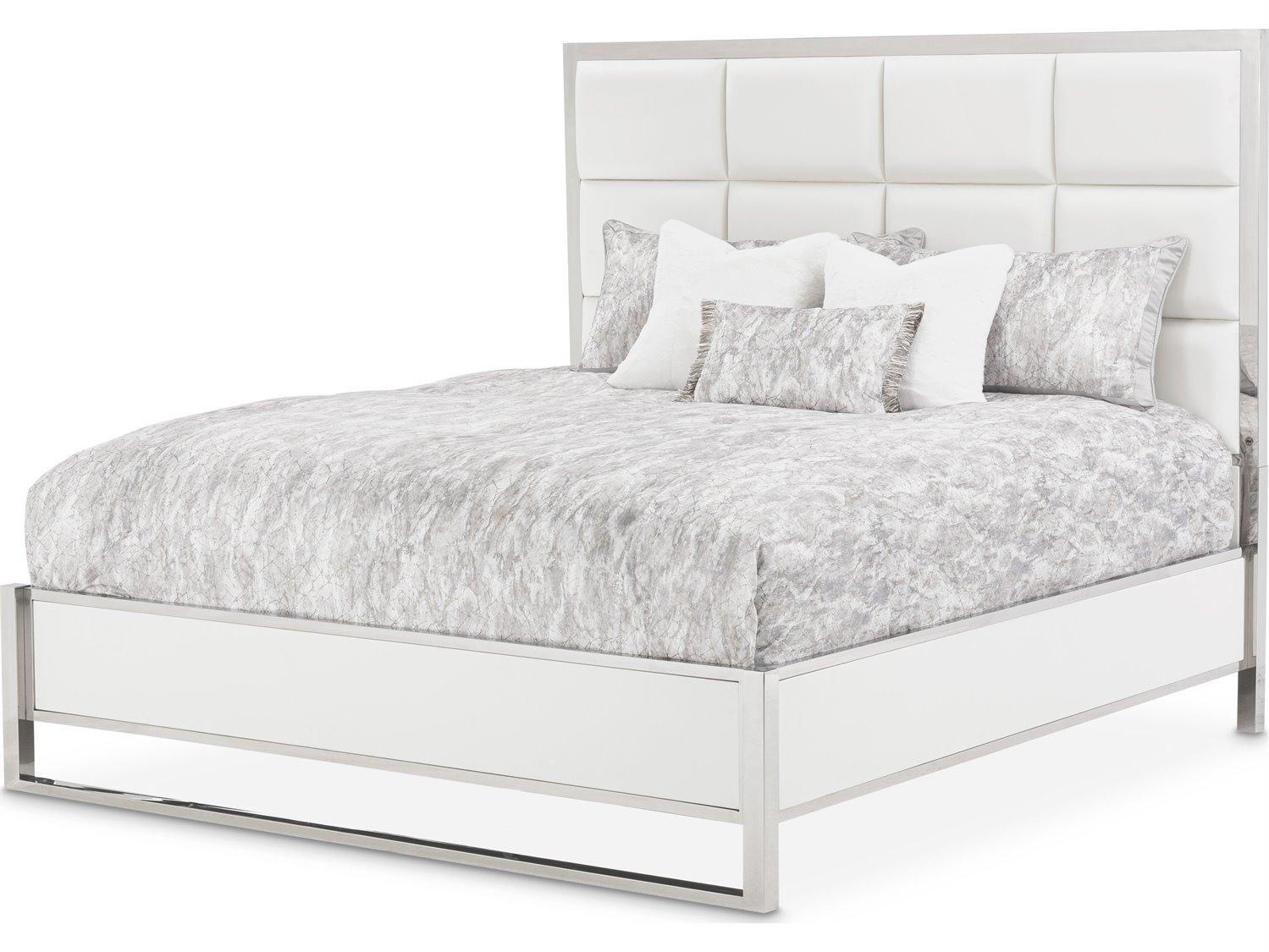 Michael Amini State St. White Solid Wood California King Panel Bed