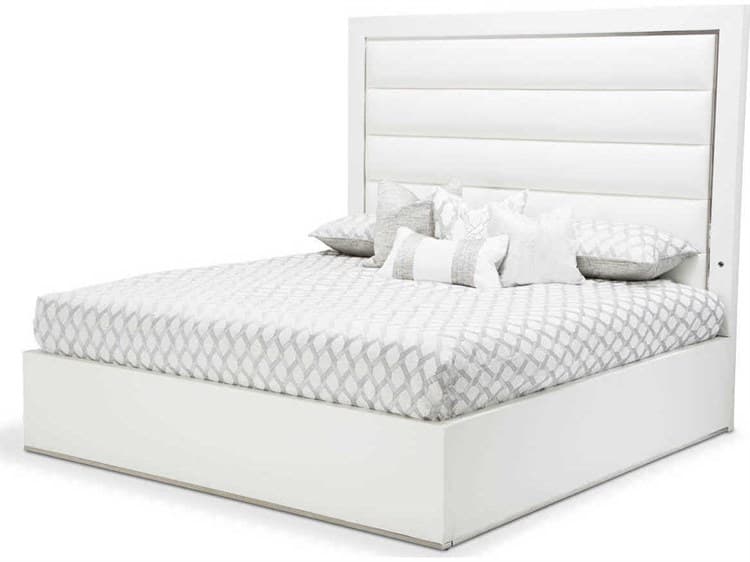 Michael Amini State St. White Solid Wood California King Panel Bed