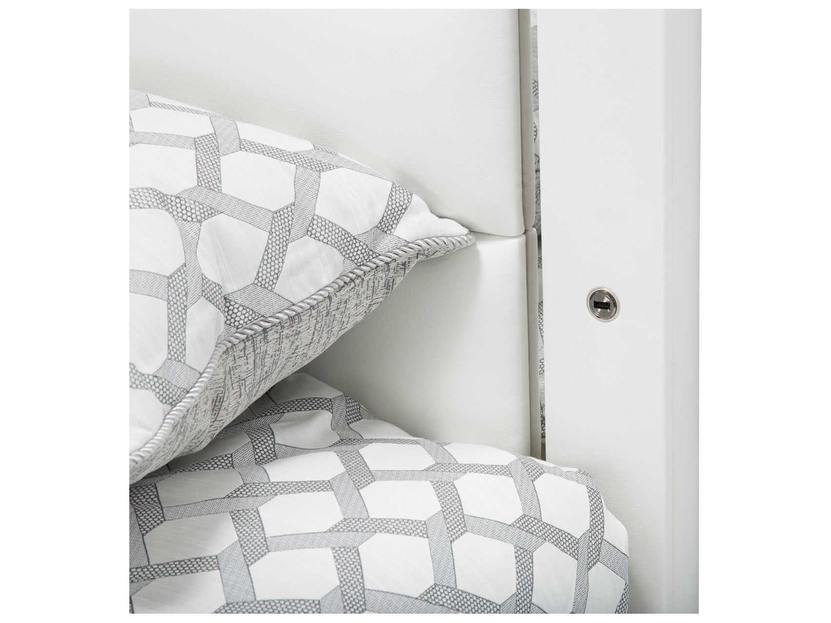 Michael Amini State St. White Solid Wood California King Panel Bed