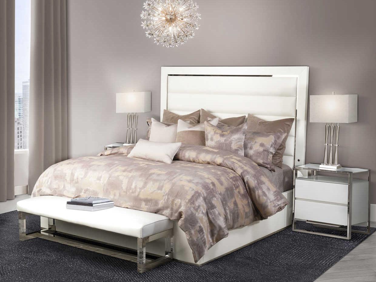 Michael Amini State St. White Solid Wood California King Panel Bed