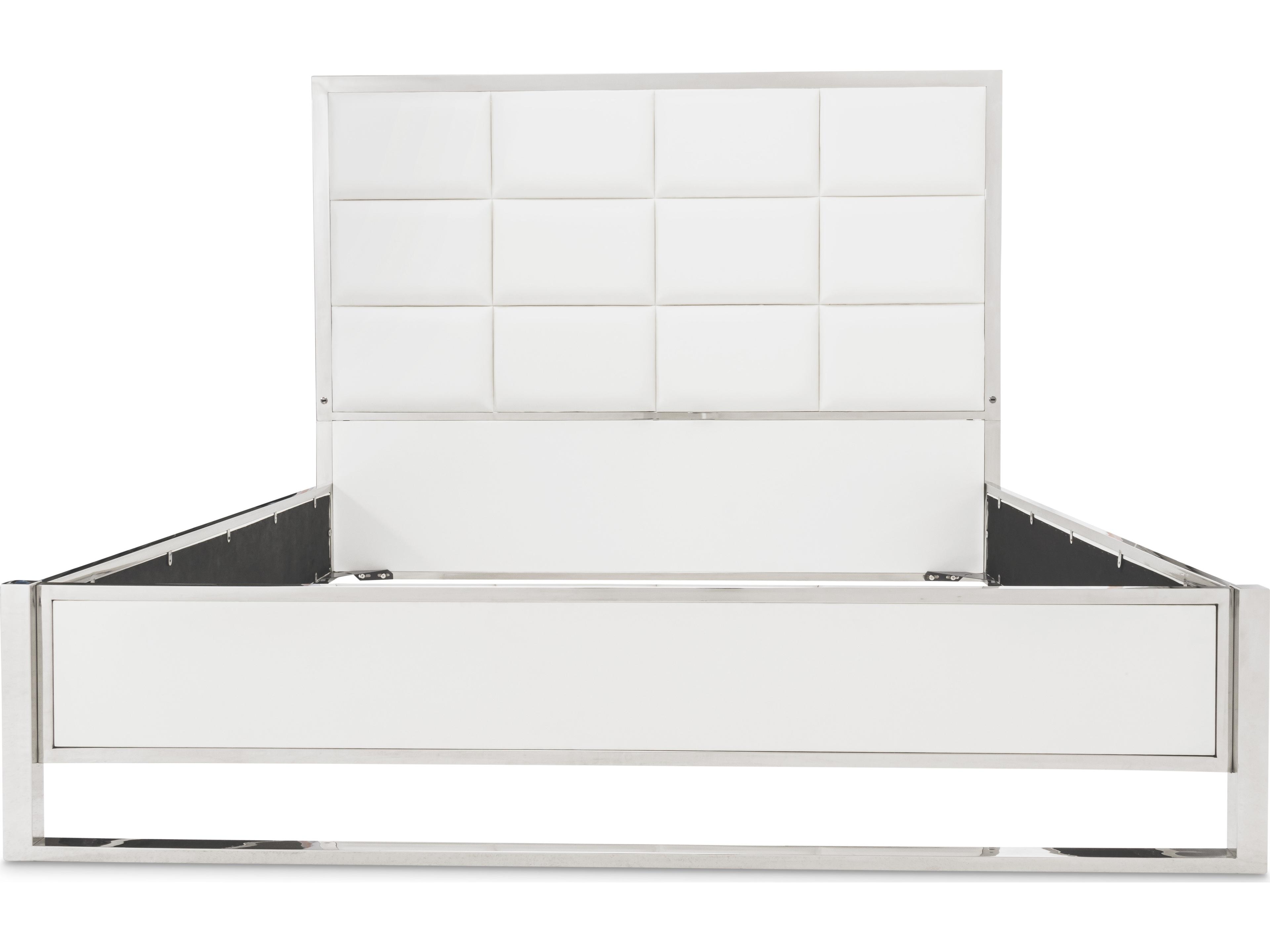 Michael Amini State St. White Solid Wood King Panel Bed