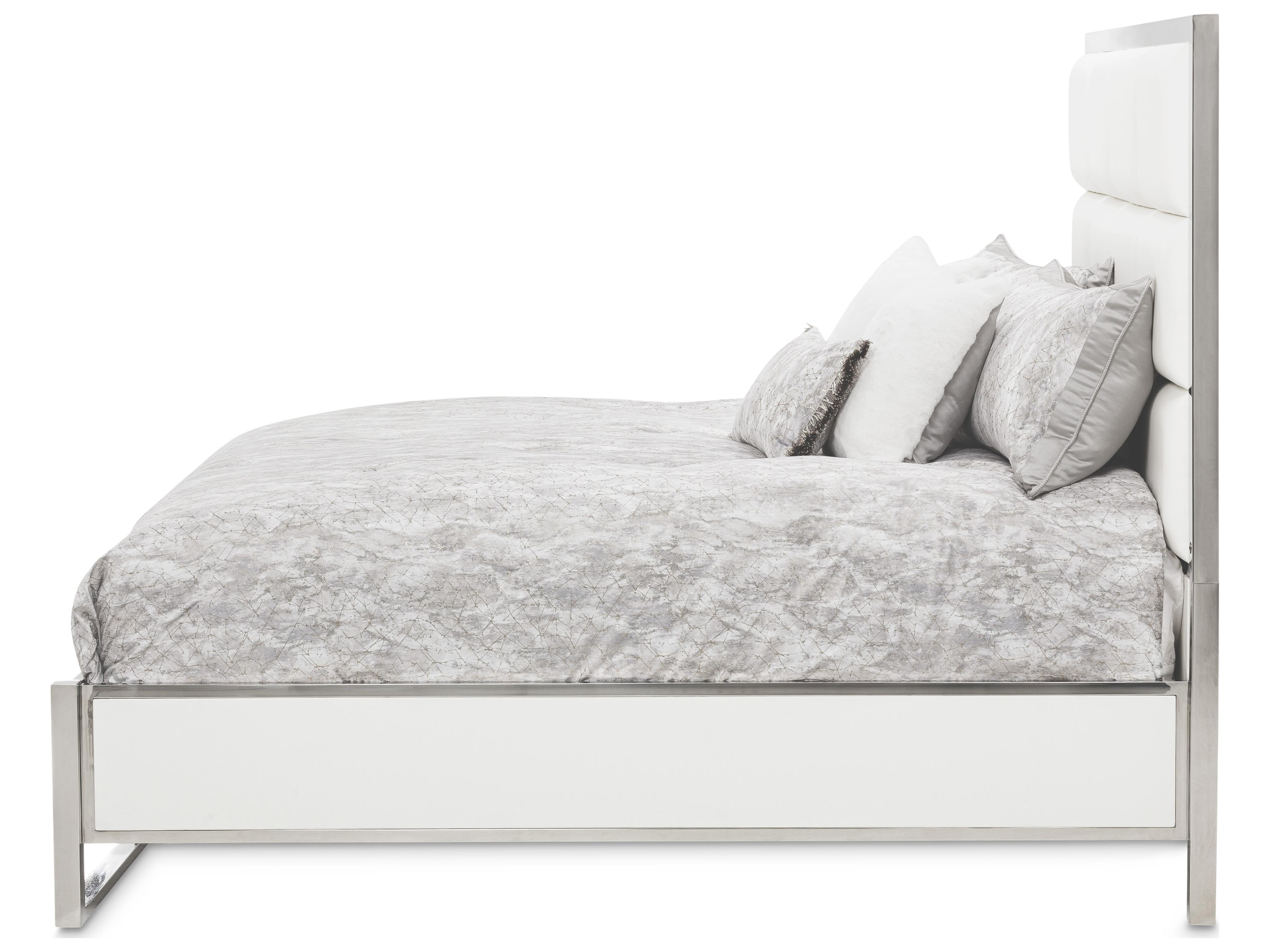 Michael Amini State St. White Solid Wood King Panel Bed