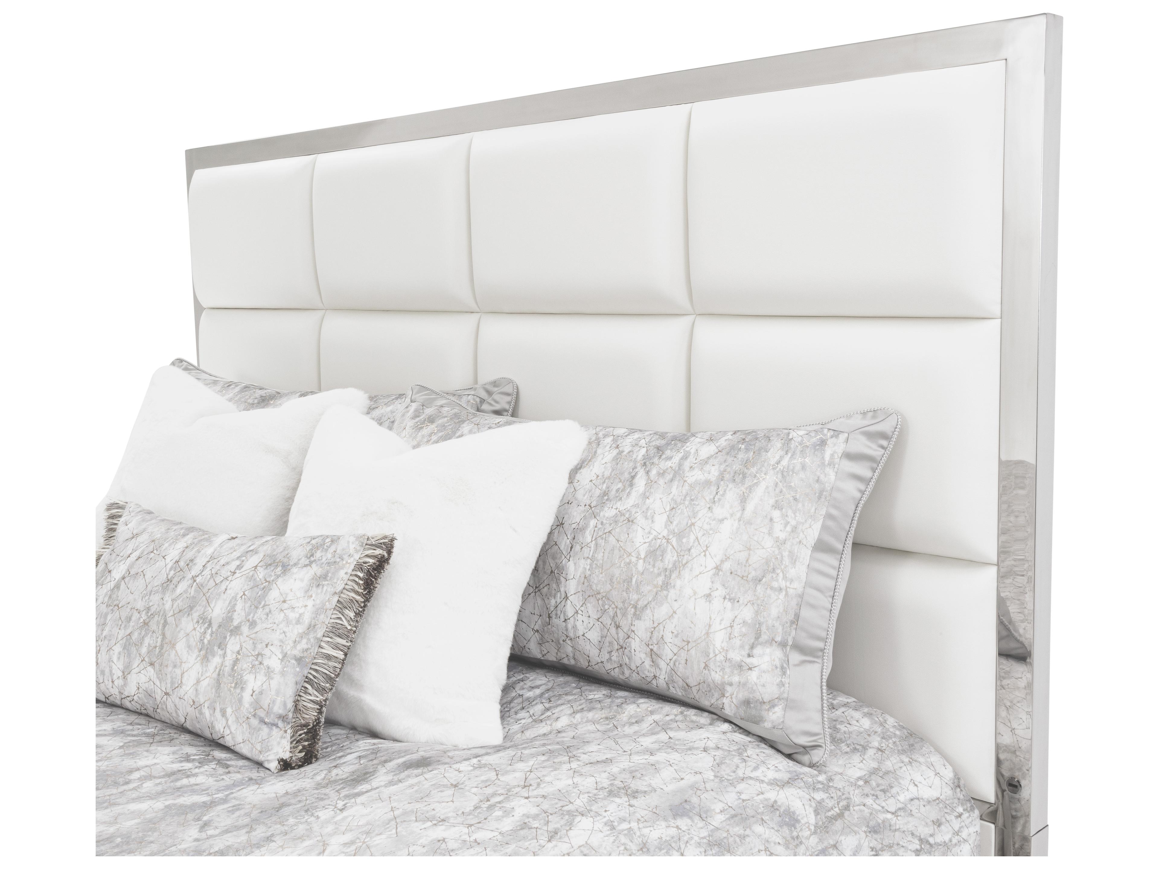 Michael Amini State St. White Solid Wood King Panel Bed