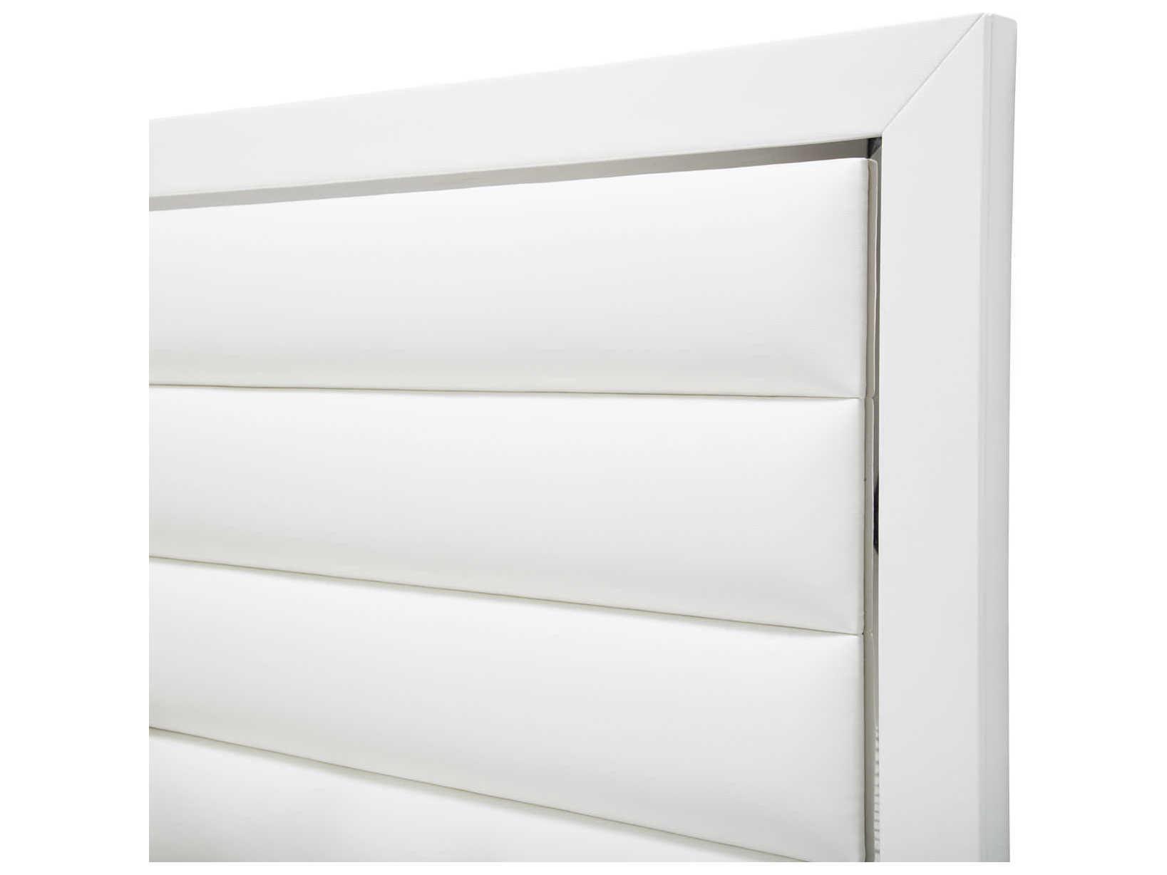 Michael Amini State St. White Solid Wood Upholstered Queen Panel Bed