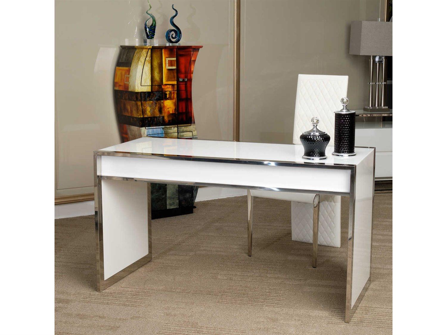 Luxecor Gilded White Leather Side Dining Chair