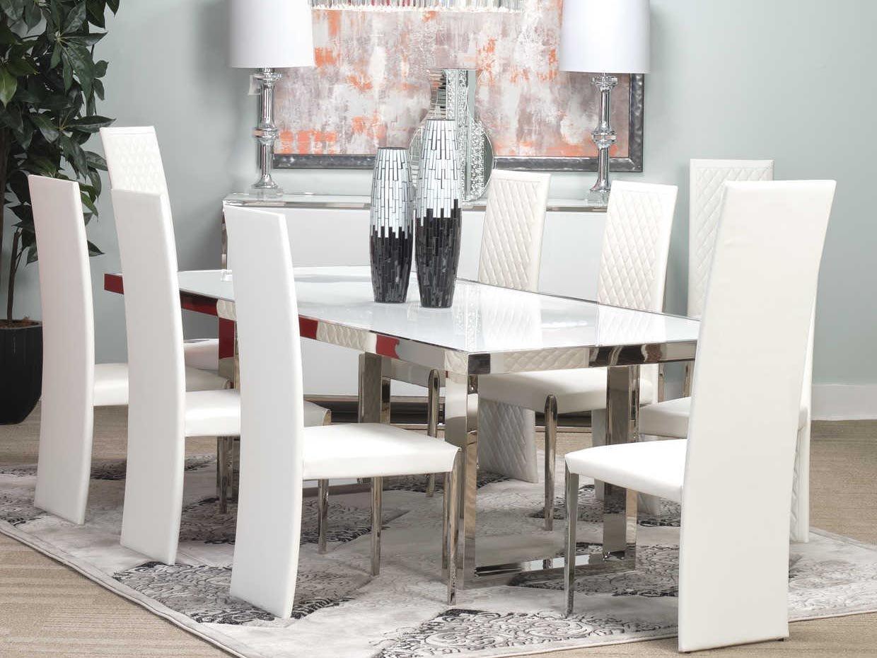 Luxecor Gilded White Leather Side Dining Chair