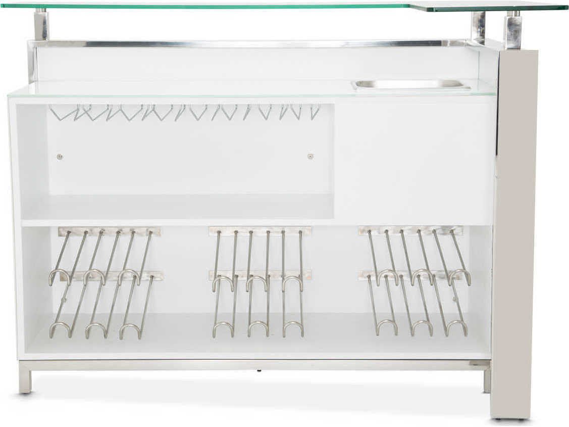 Michael Amini State St Glossy White Bar Cabinet