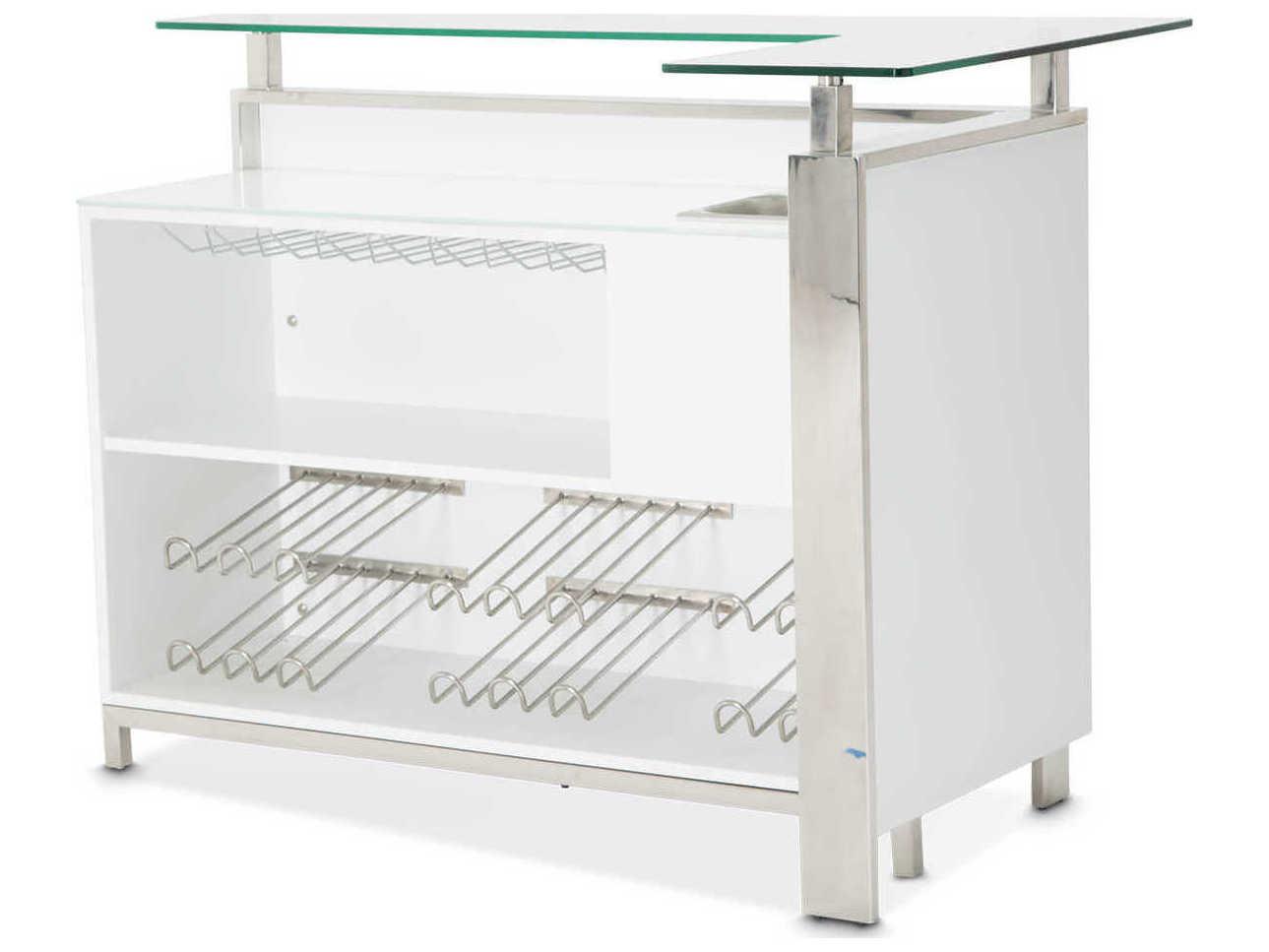 Michael Amini State St Glossy White Bar Cabinet