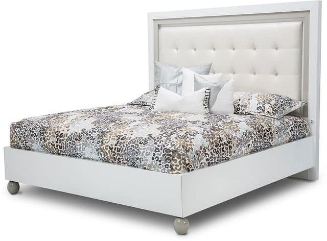 Michael Amini Sky Tower White Wood California King Platform Bed