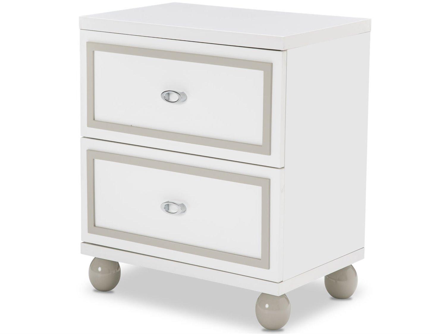 Michael Amini Sky Tower 2-Drawers White Nightstand