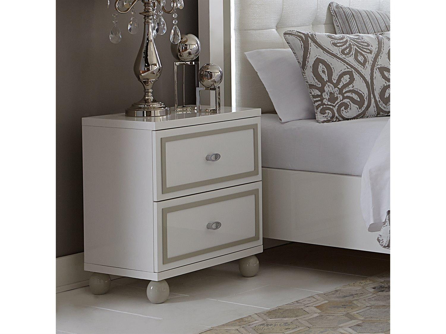 Michael Amini Sky Tower 2-Drawers White Nightstand