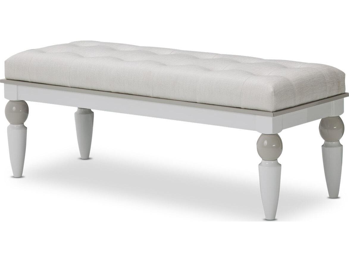 Michael Amini Sky Tower White Upholstered Accent Bench