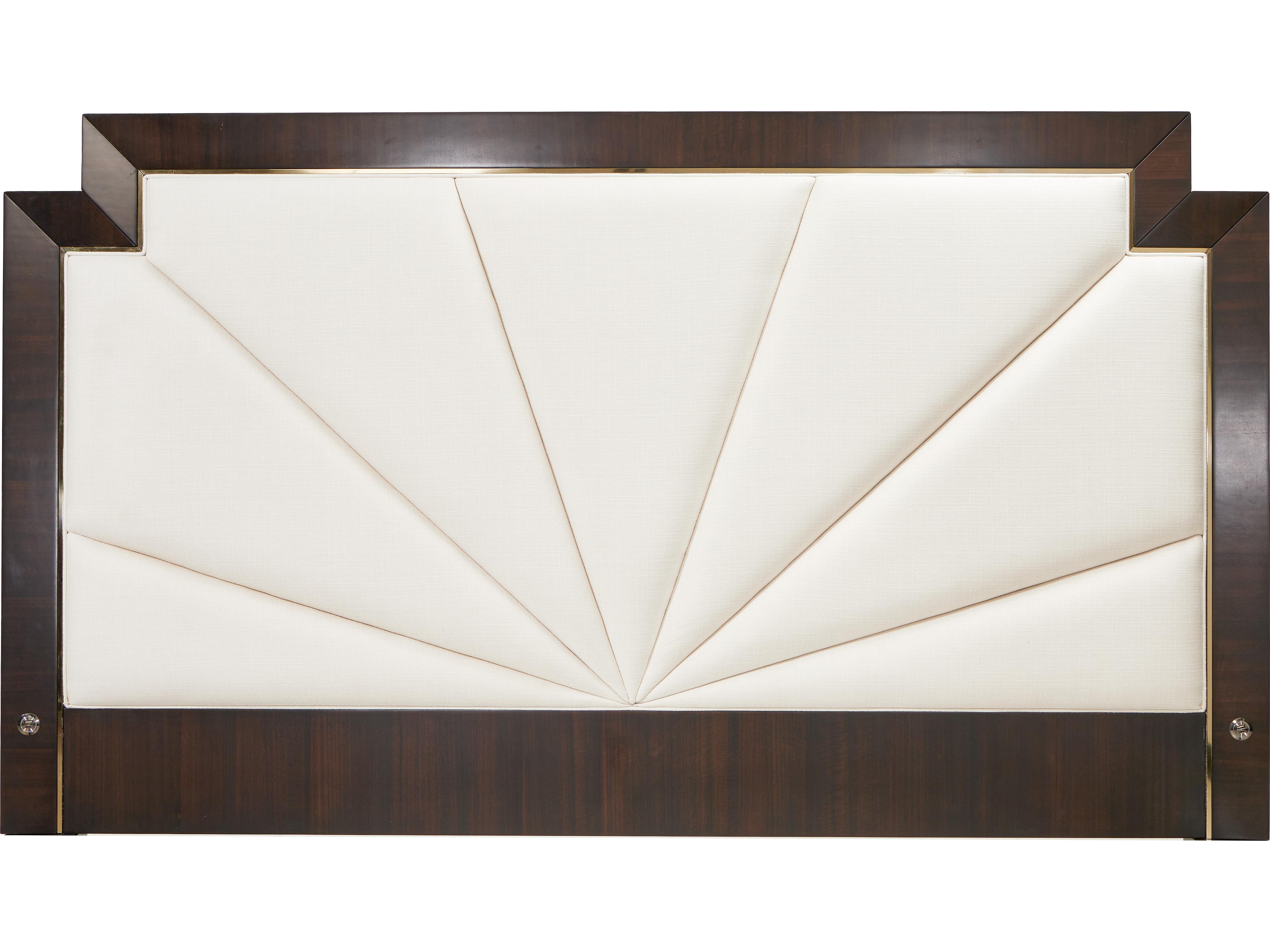 Michael Amini Belmont Place Cream Espresso Brown Poplar Wood Upholstered California King Platform Bed