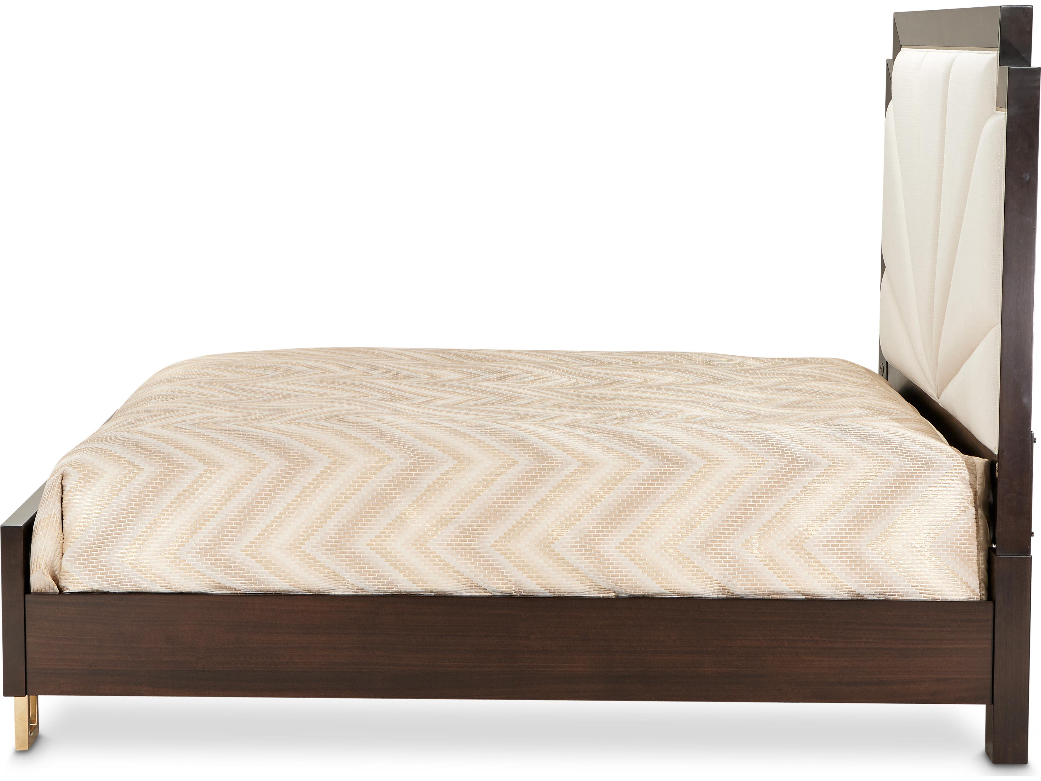 Michael Amini Belmont Place Cream Espresso Brown Poplar Wood Upholstered Queen Platform Bed
