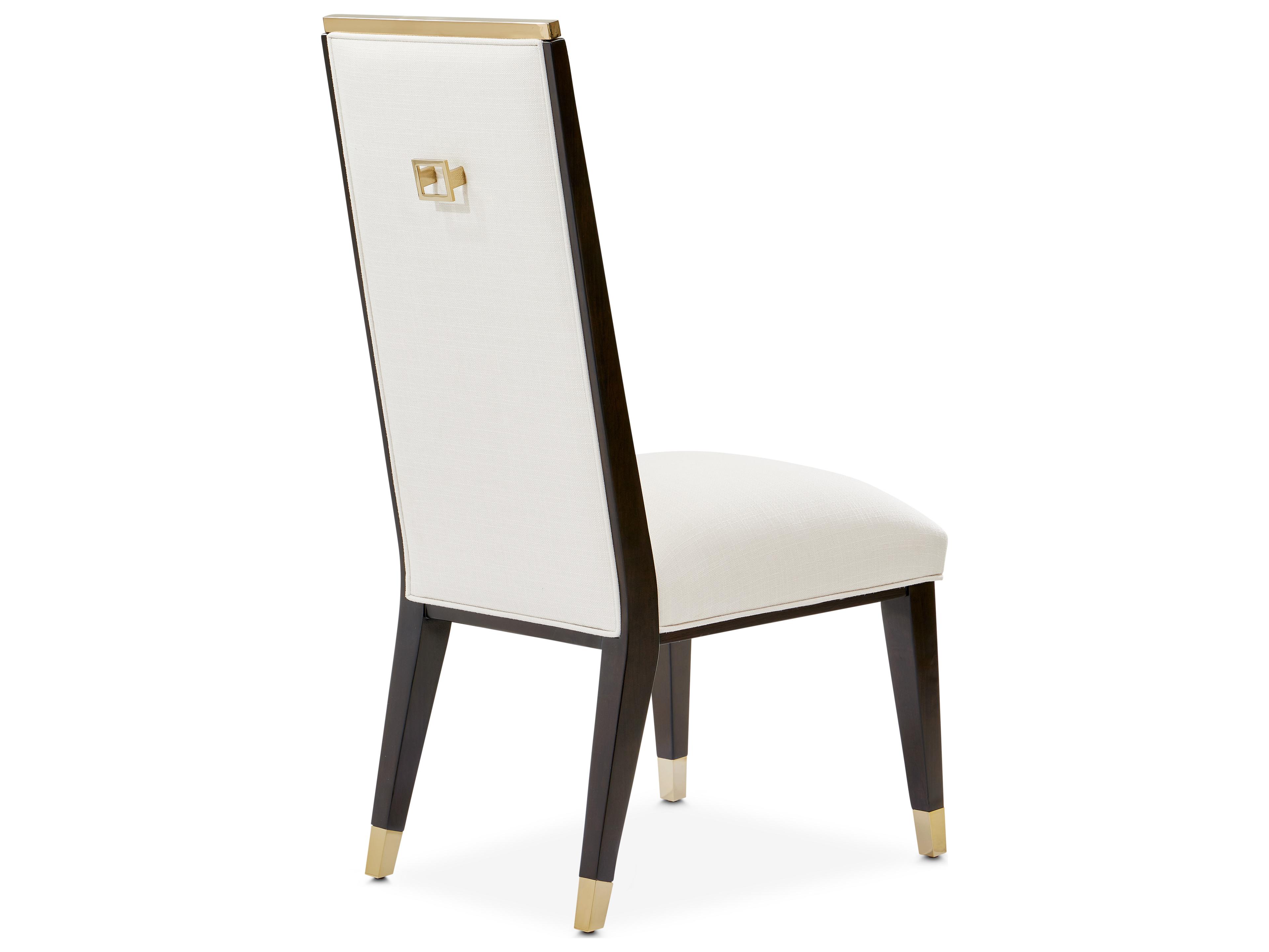 Michael Amini Belmont Place Rubberwood Beige Upholstered Armless Dining Chair