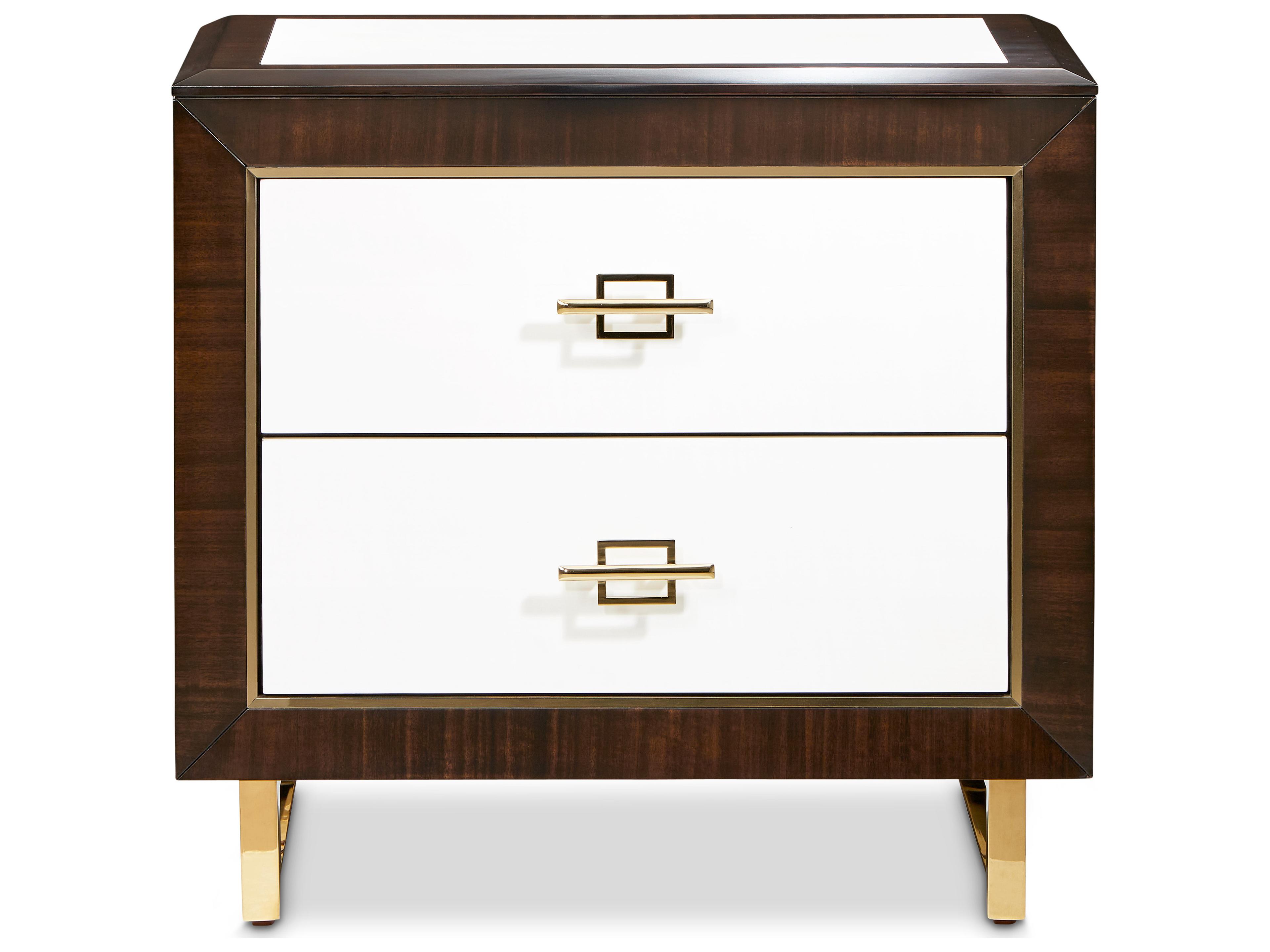 Michael Amini Belmont Place 2-Drawers Brown Poplar Wood Nightstand