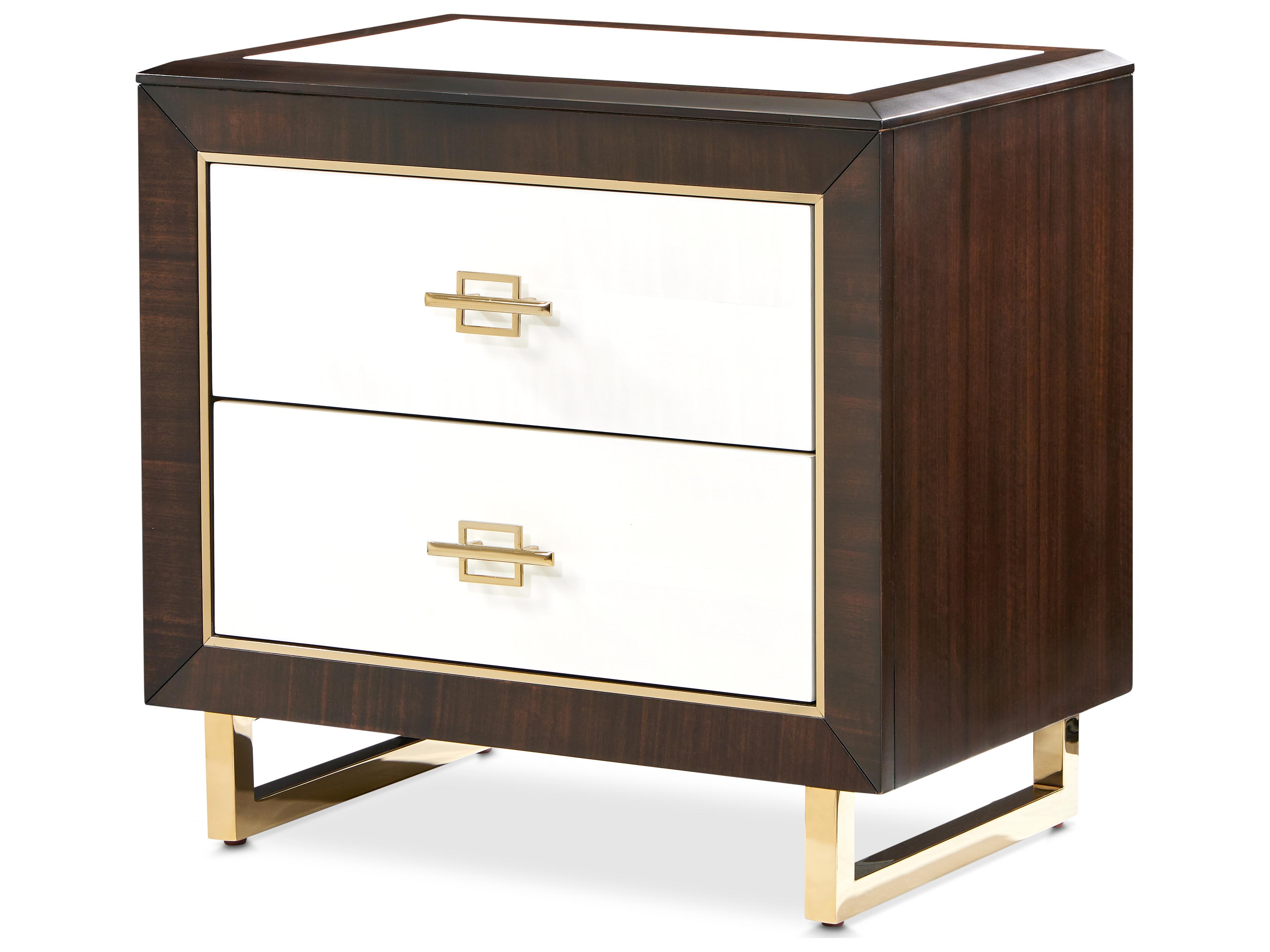 Michael Amini Belmont Place 2-Drawers Brown Poplar Wood Nightstand