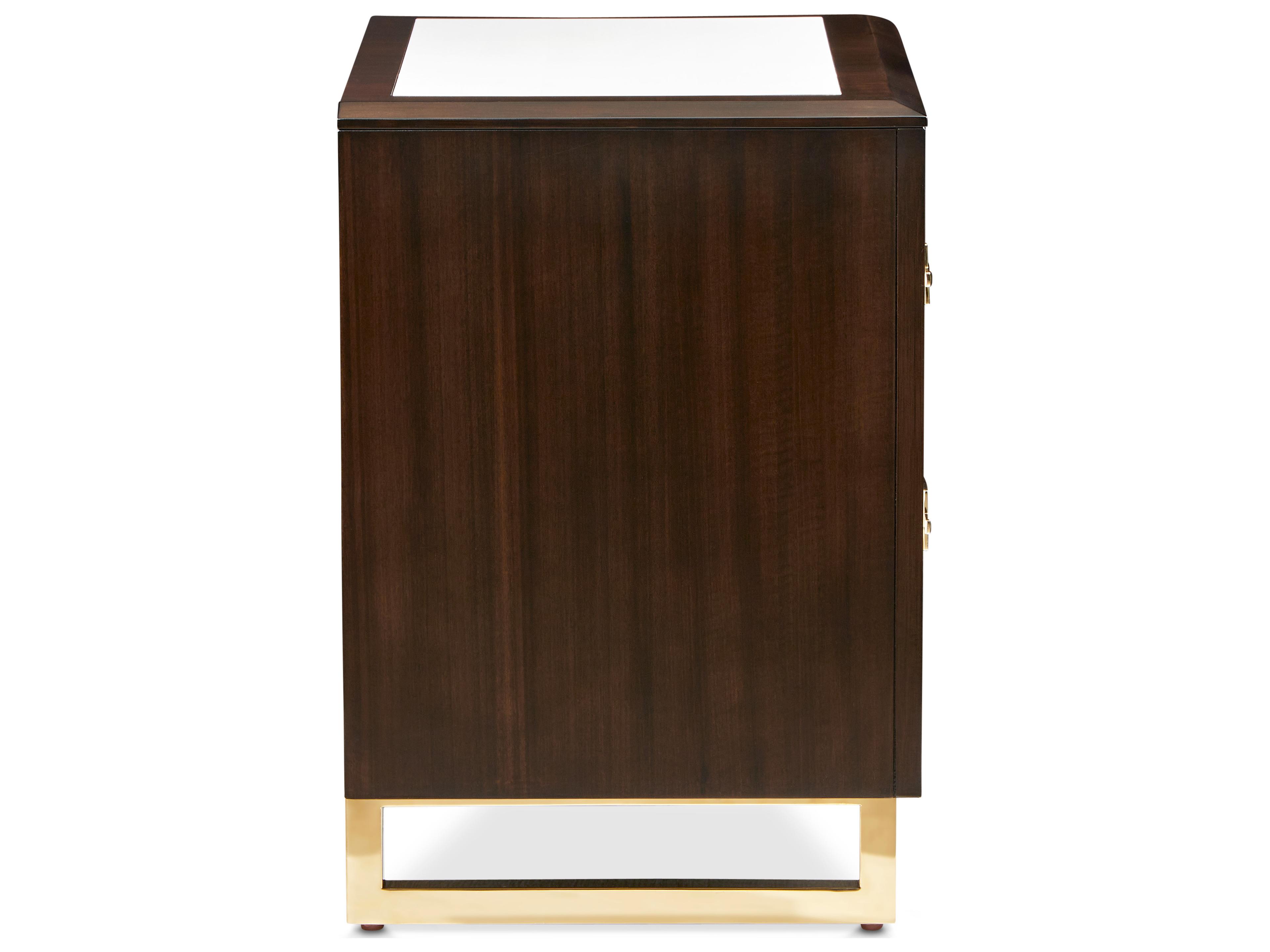 Michael Amini Belmont Place 2-Drawers Brown Poplar Wood Nightstand