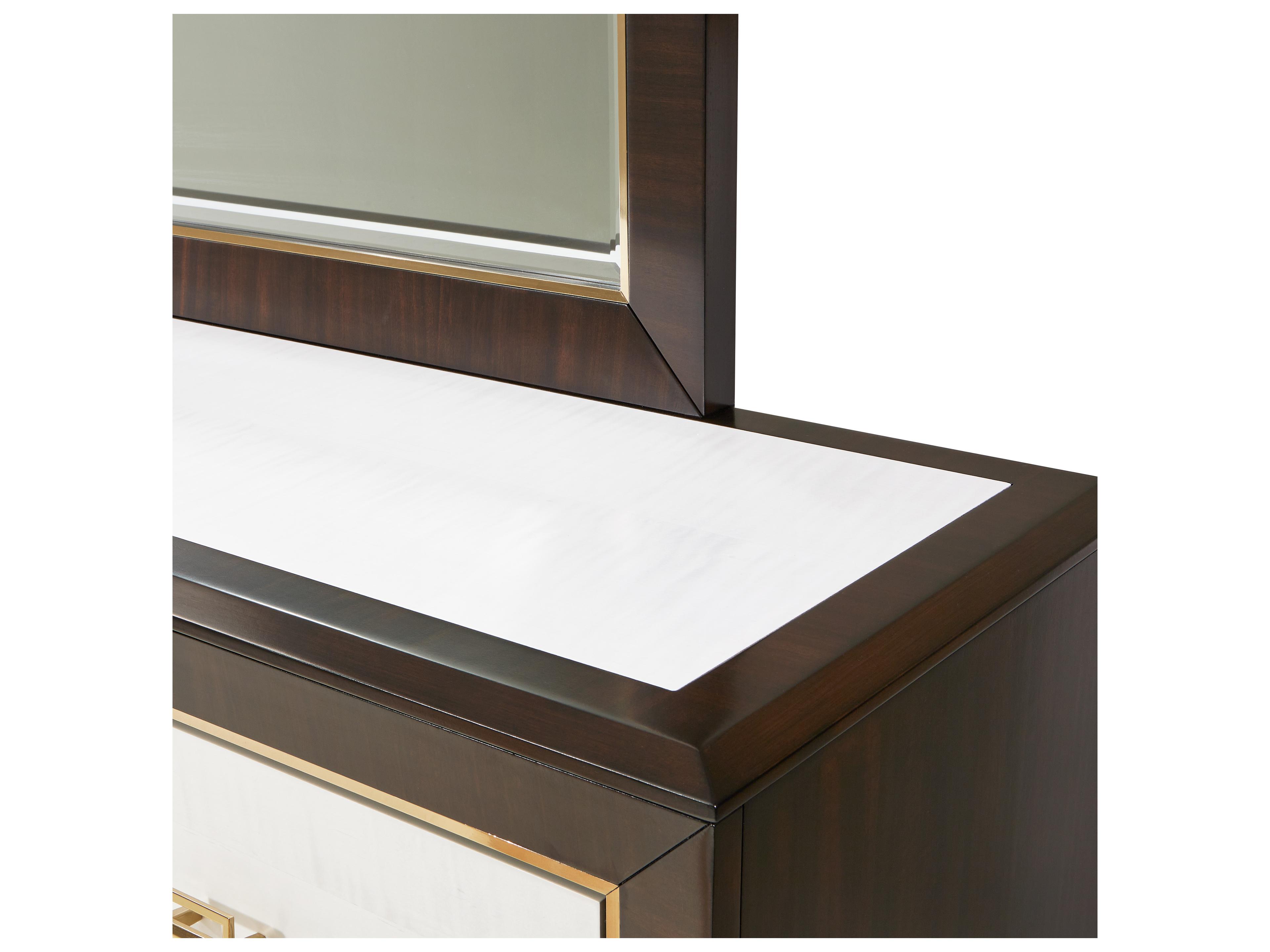 Michael Amini Belmont Place Brown Poplar Wood Dresser with Mirror