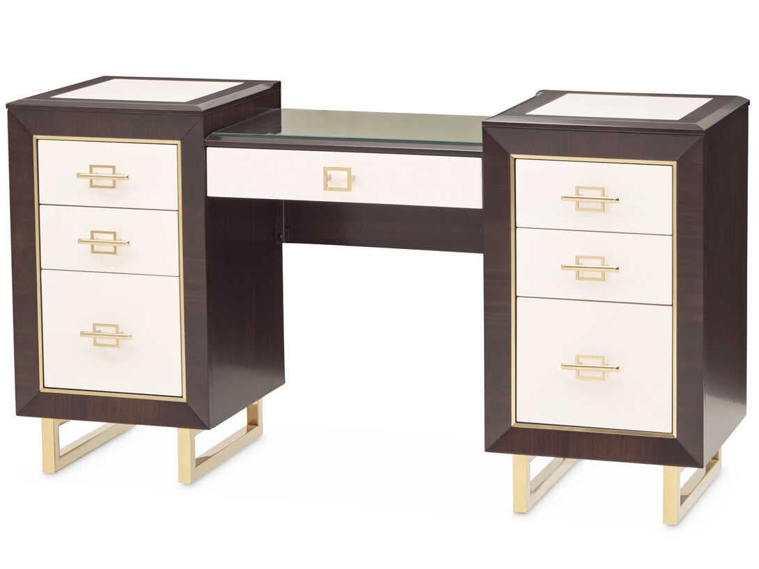 Michael Amini Belmont Place Espresso Poplar Wood Vanity Table