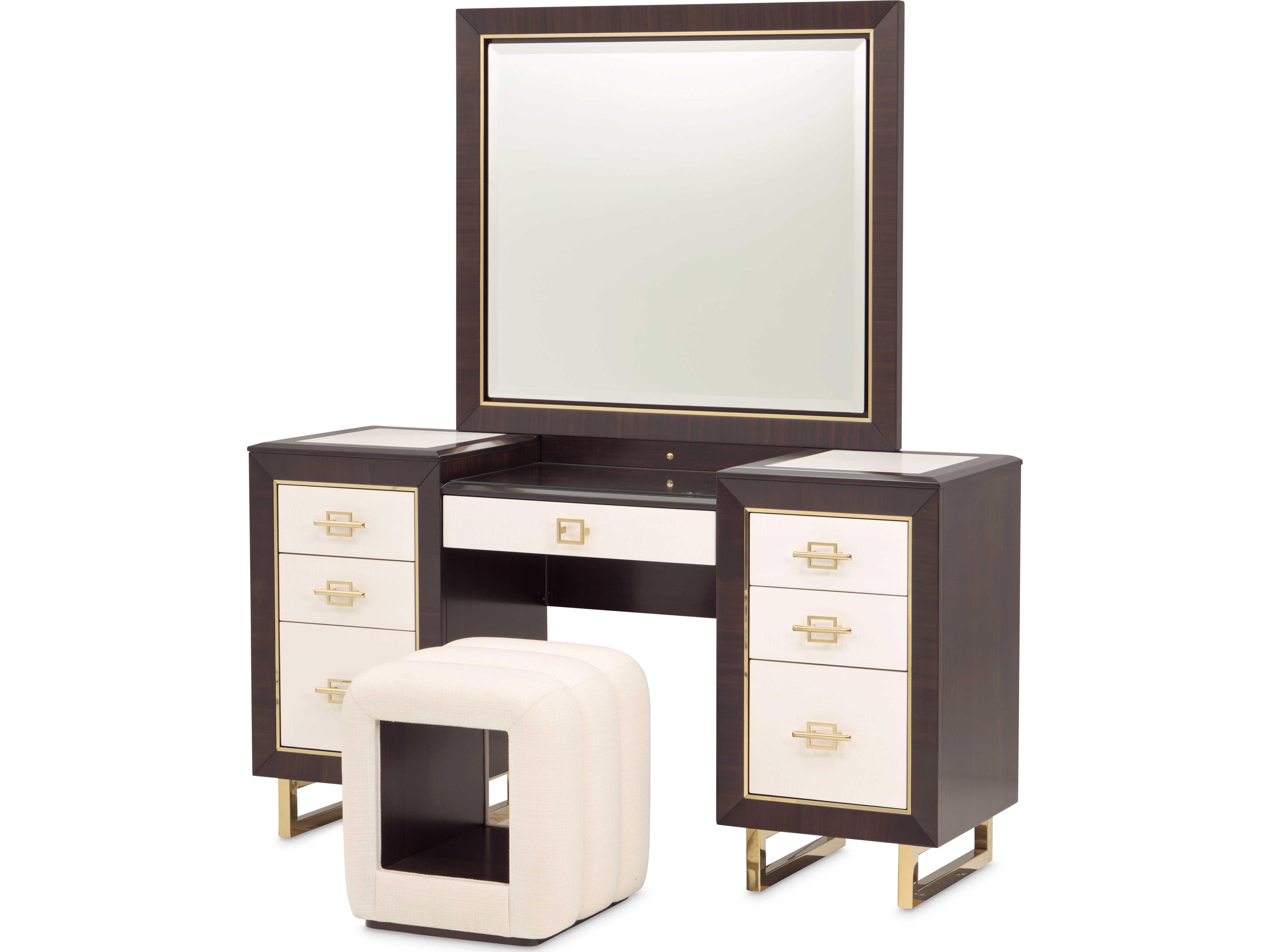 Michael Amini Belmont Place Espresso Poplar Wood Vanity Table