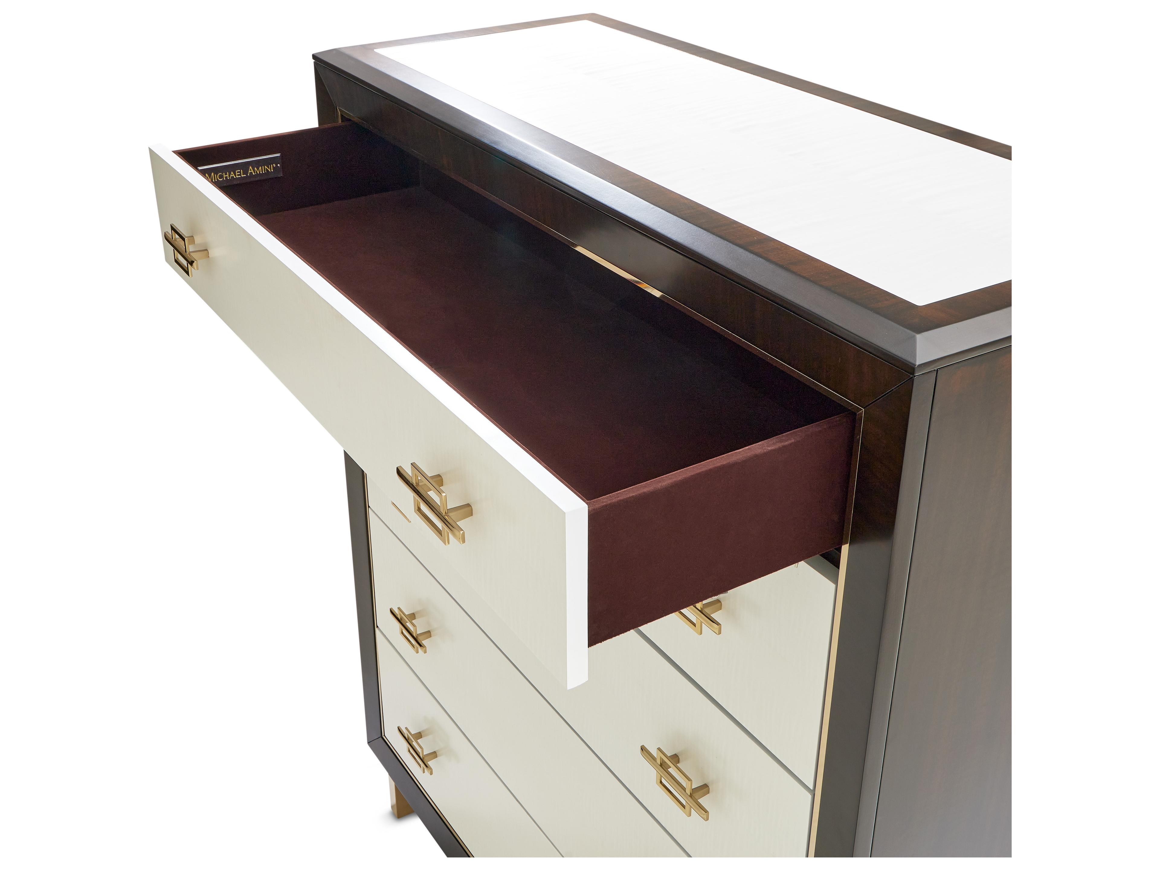 Michael Amini Belmont Place Espresso Brown Poplar Wood Accent Chest