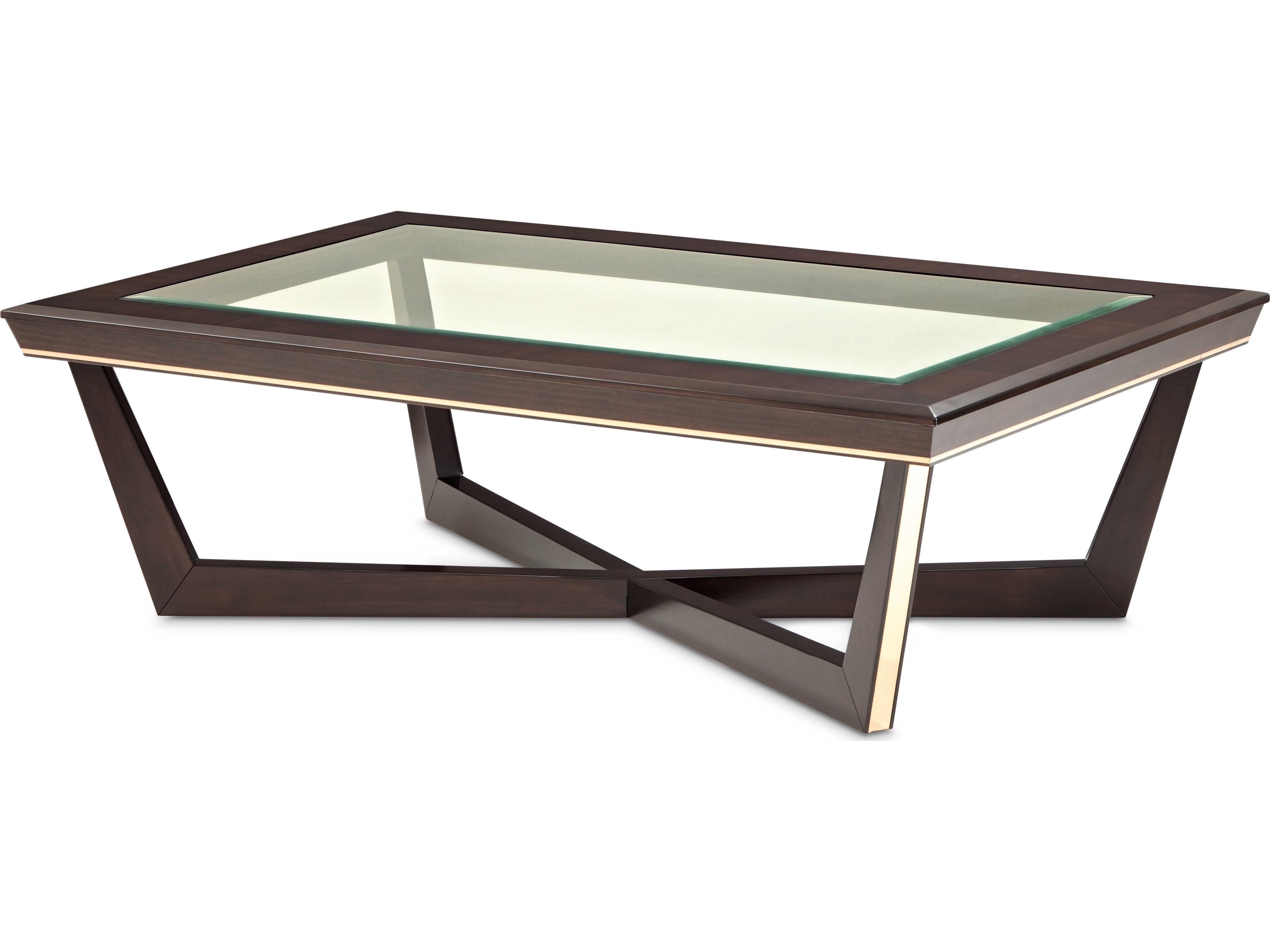 Michael Amini Belmont Place Rectangular Glass Espresso Coffee Table