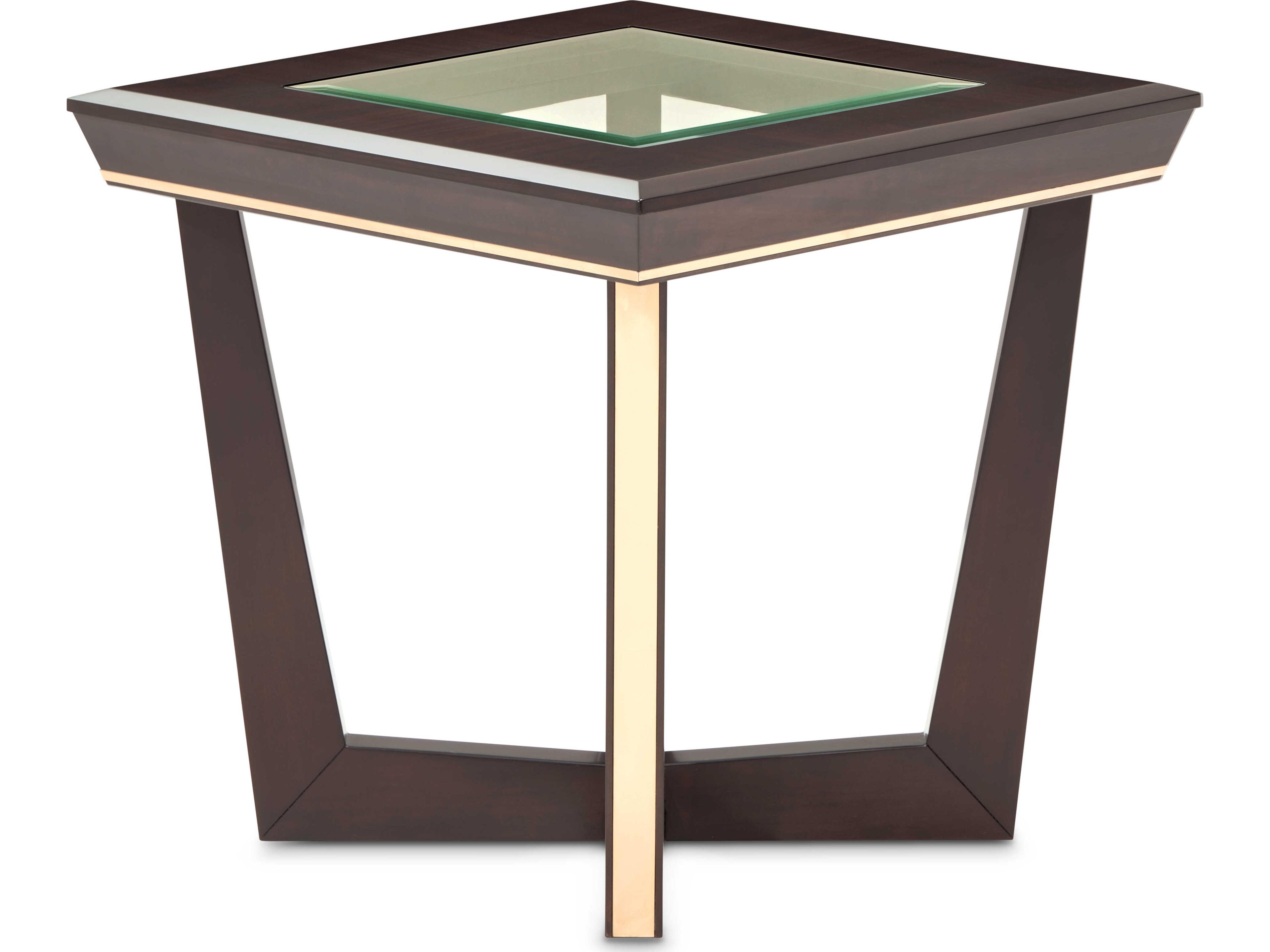 Michael Amini Belmont Place Square Glass Espresso End Table