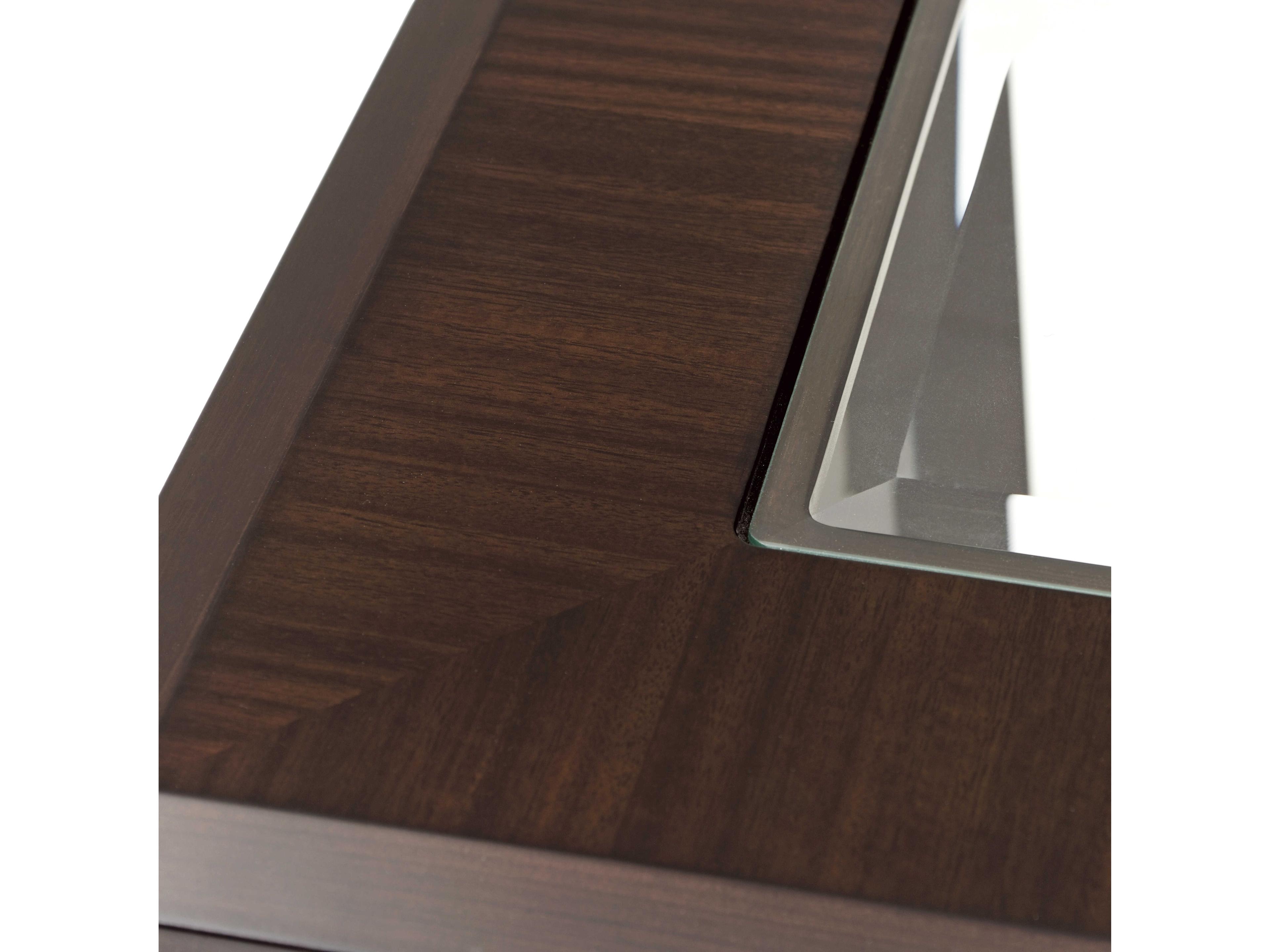 Michael Amini Belmont Place Square Glass Espresso End Table