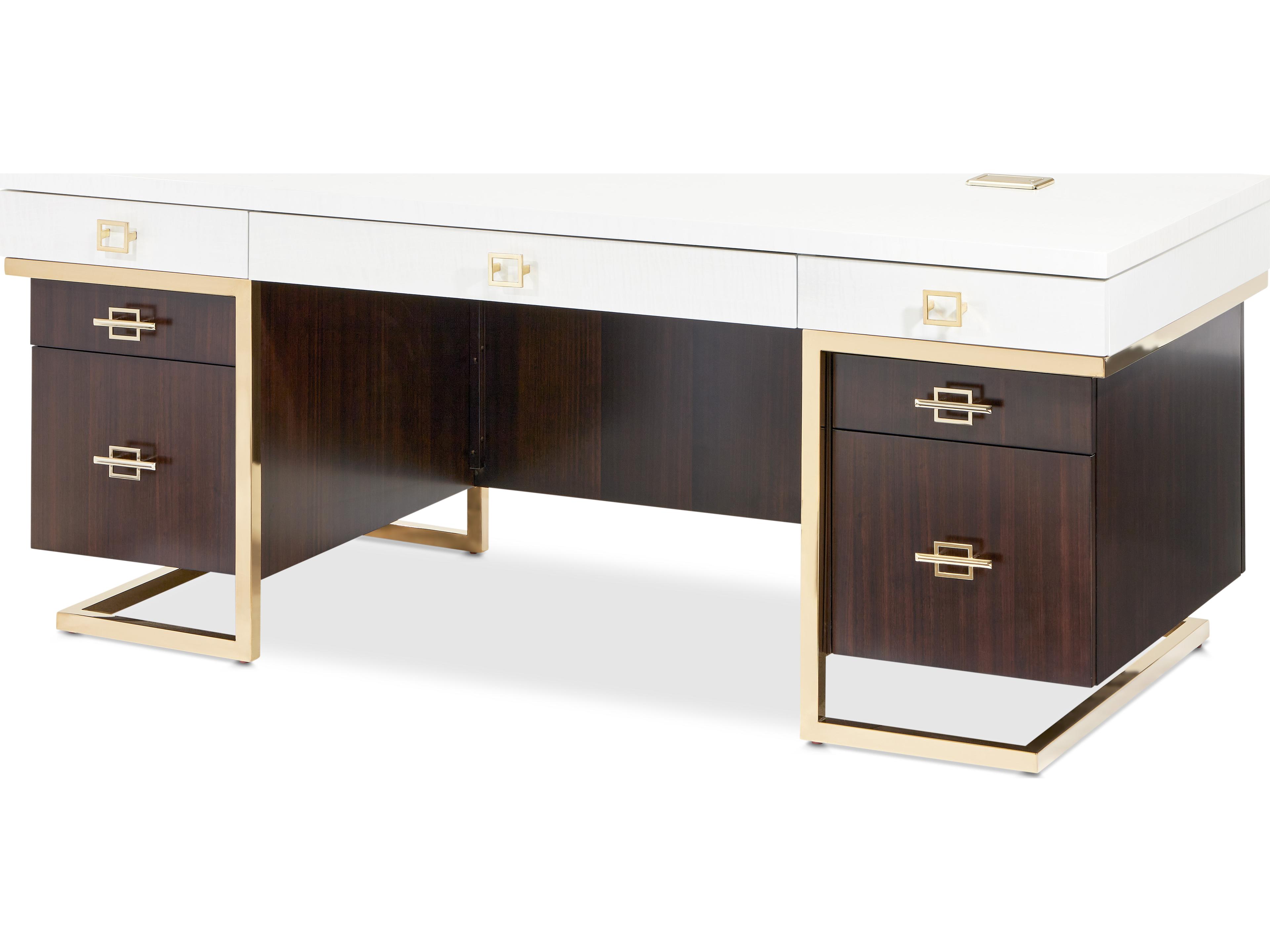 Michael Amini Belmont Place Espresso Brown Poplar Wood Executive Desk