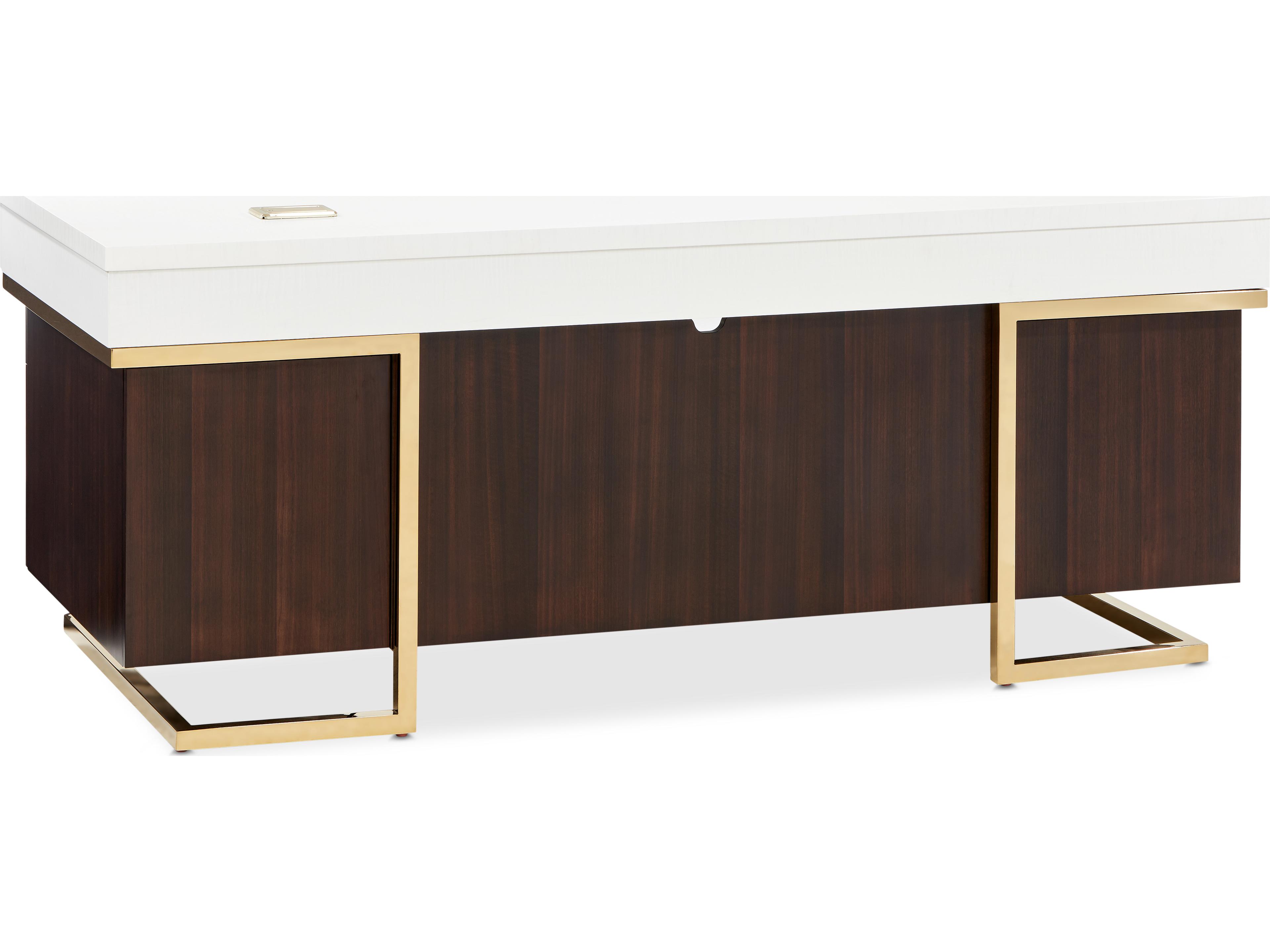 Michael Amini Belmont Place Espresso Brown Poplar Wood Executive Desk