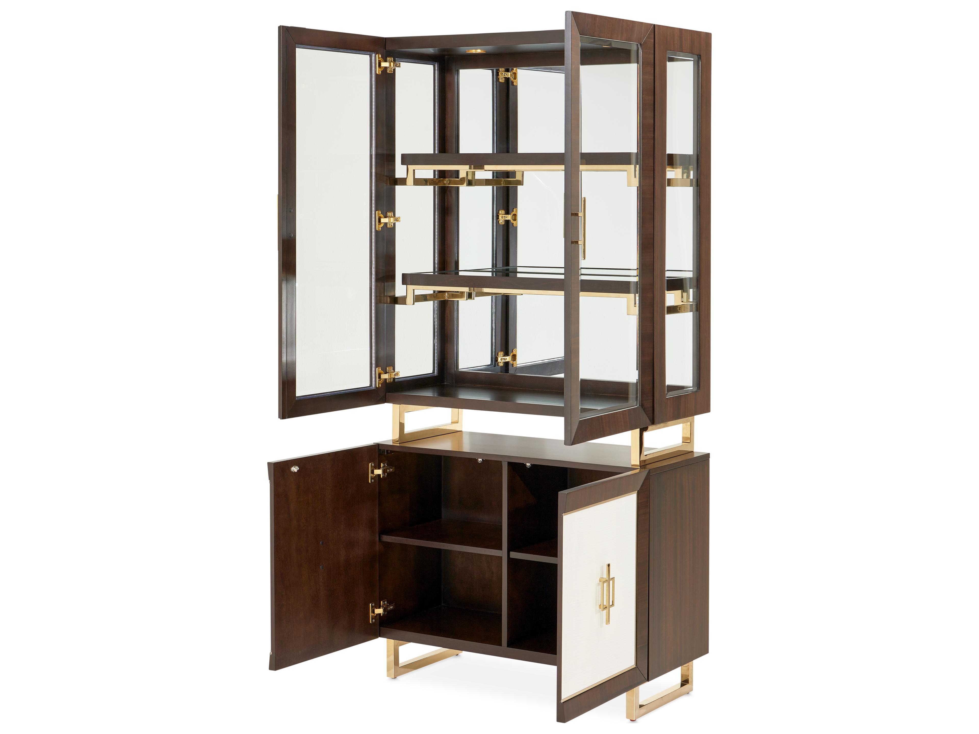 Michael Amini Belmont Place Poplar Wood Espresso Display Cabinet
