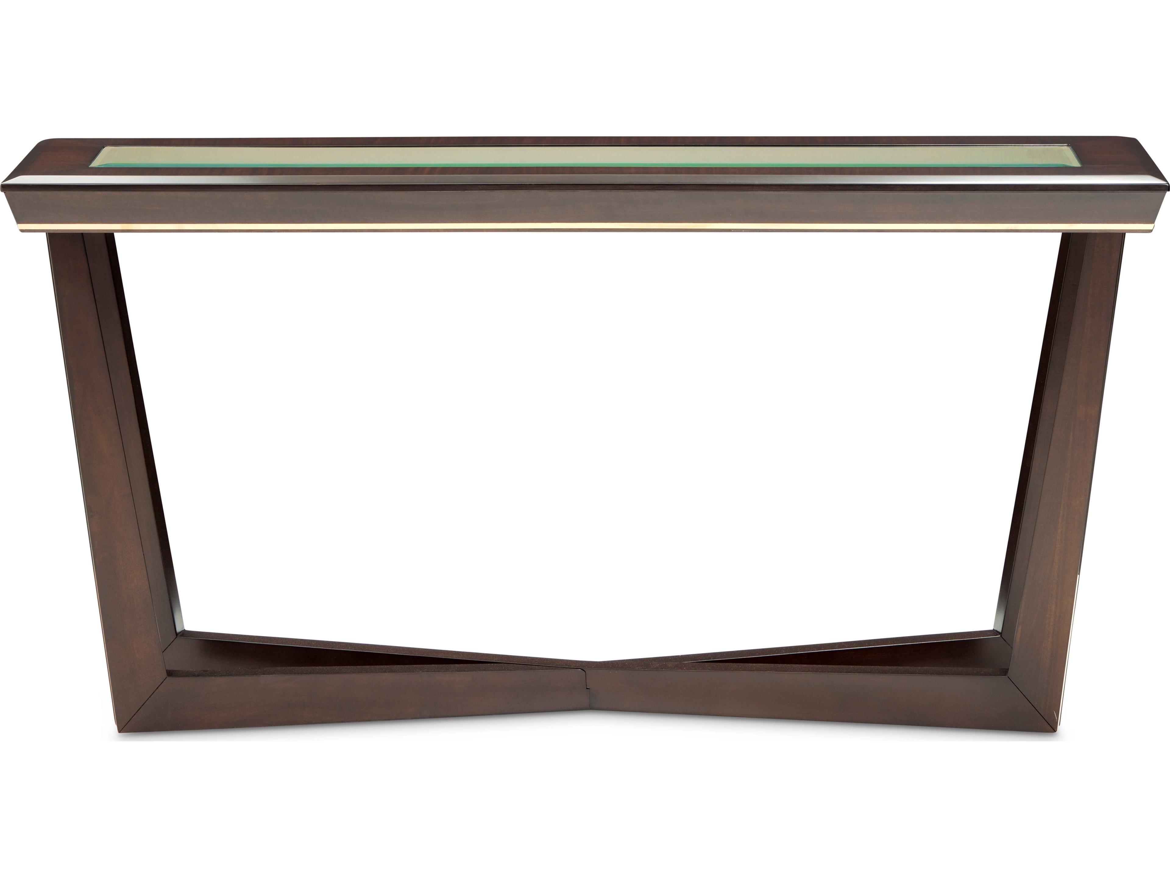 Michael Amini Belmont Place Rectangular Glass Espresso Console Table
