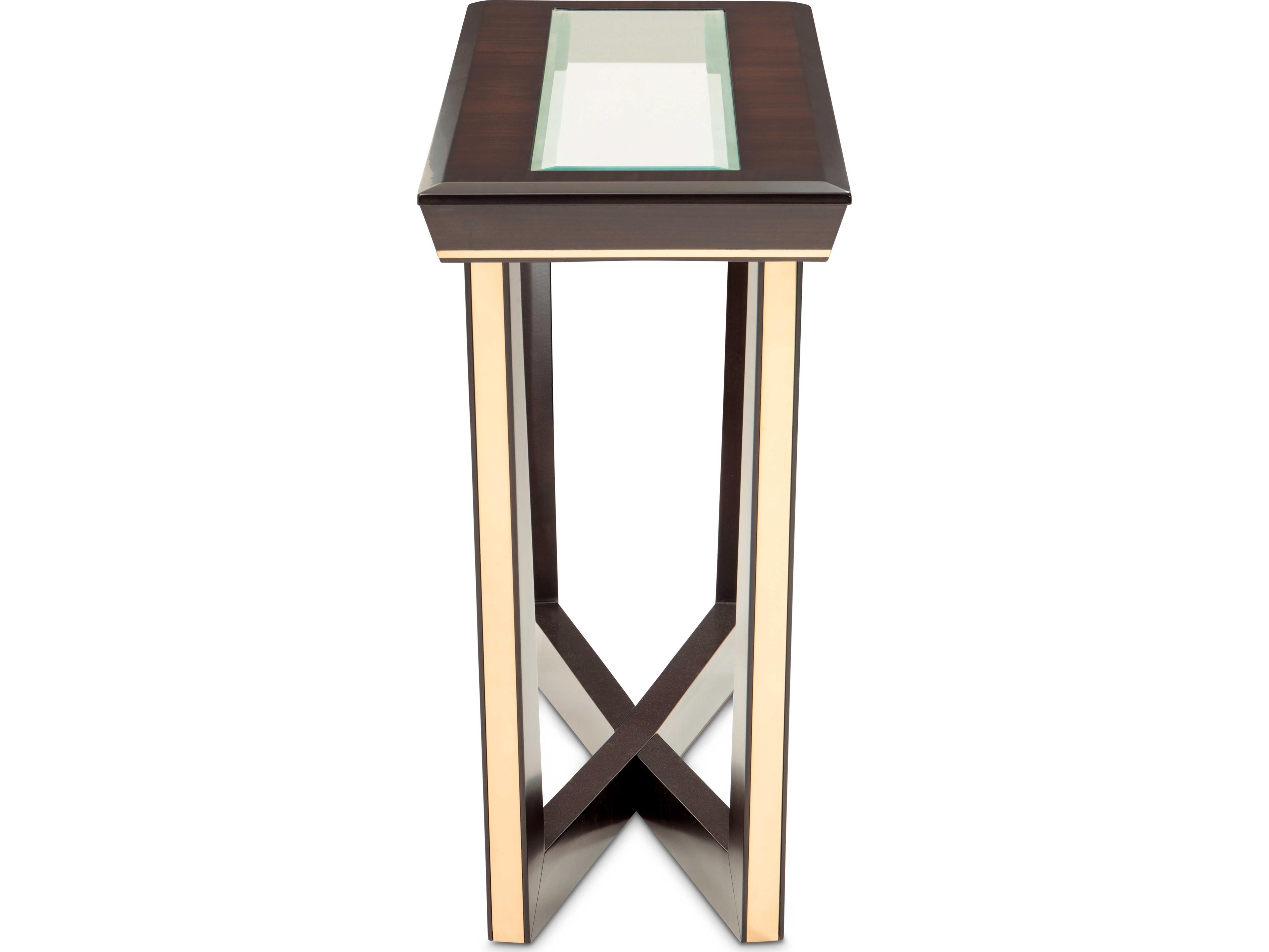 Michael Amini Belmont Place Rectangular Glass Espresso Console Table