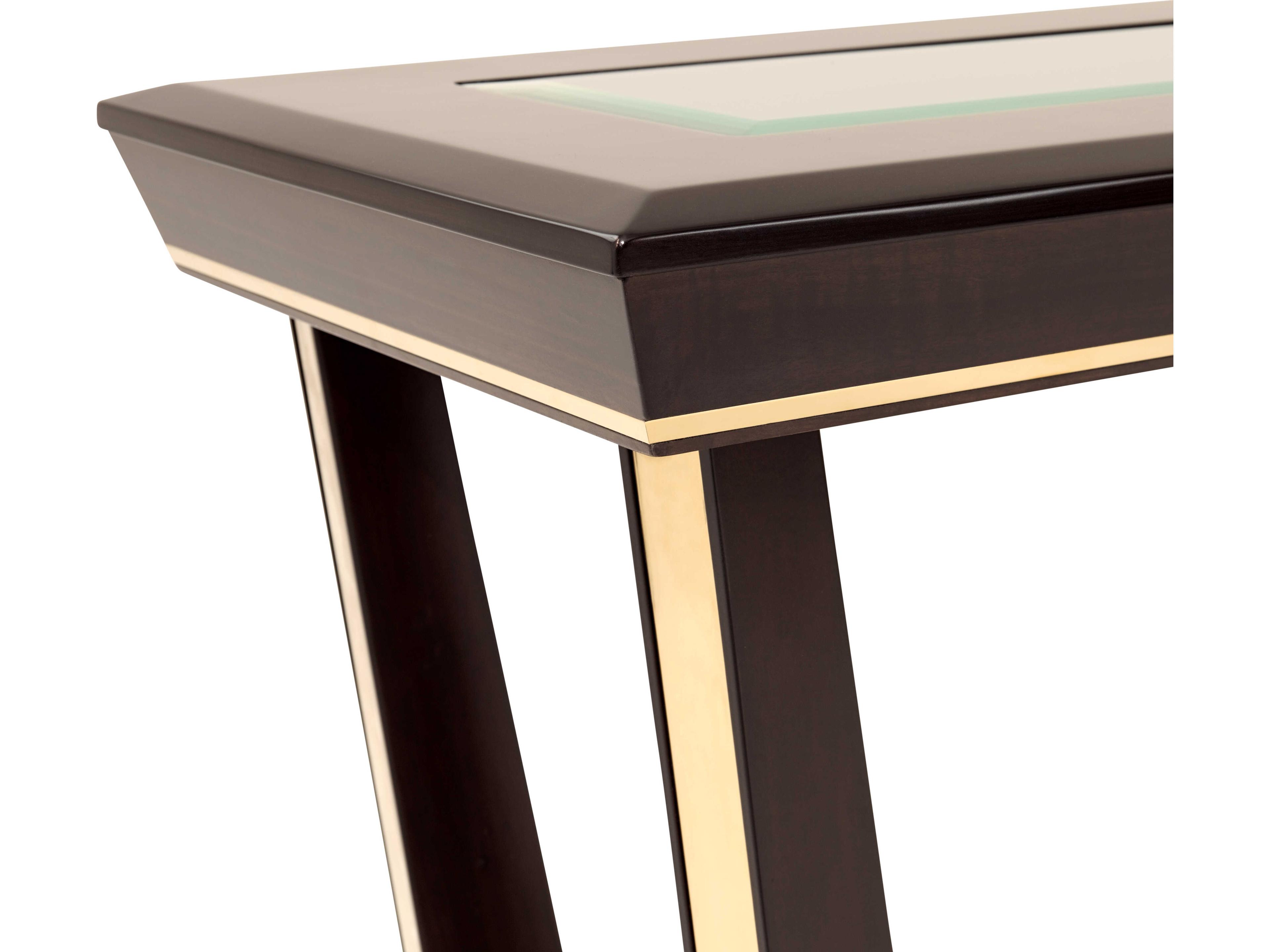 Michael Amini Belmont Place Rectangular Glass Espresso Console Table