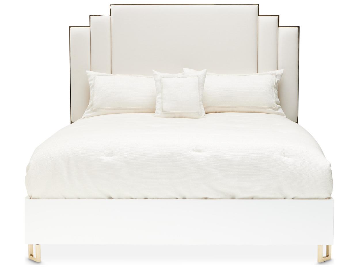 Michael Amini Palm Gate White Upholstered King Platform Bed