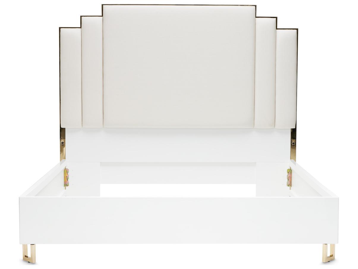 Michael Amini Palm Gate White Upholstered King Platform Bed
