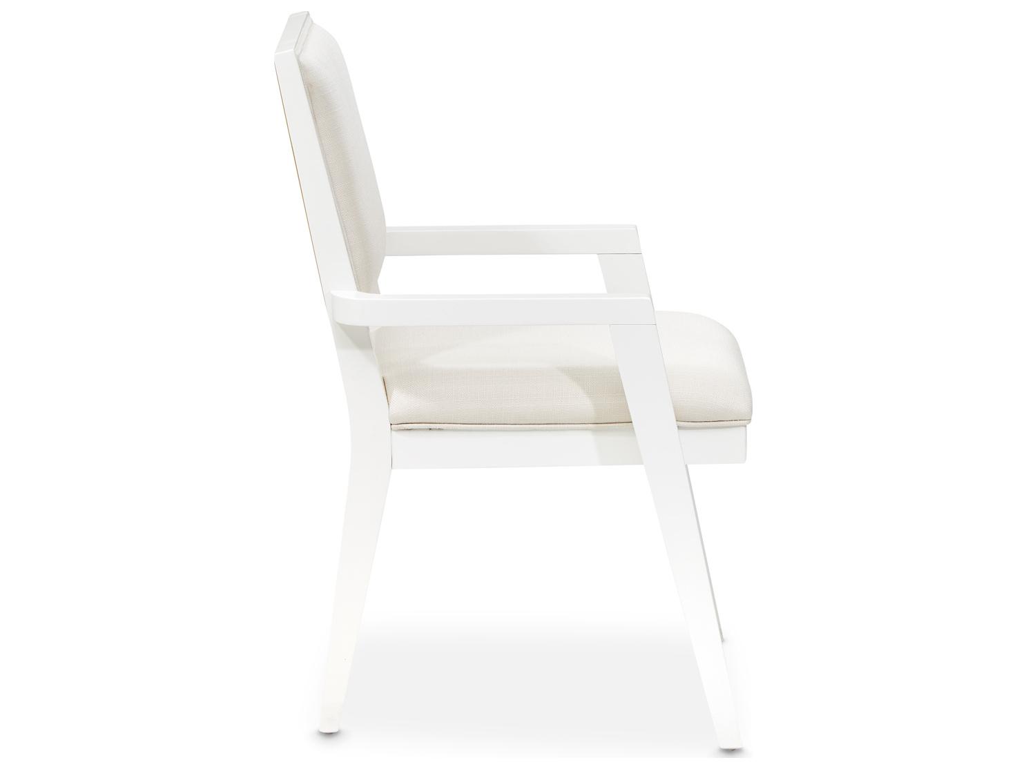 Michael Amini Palm Gate White Upholstered Arm Dining Chair