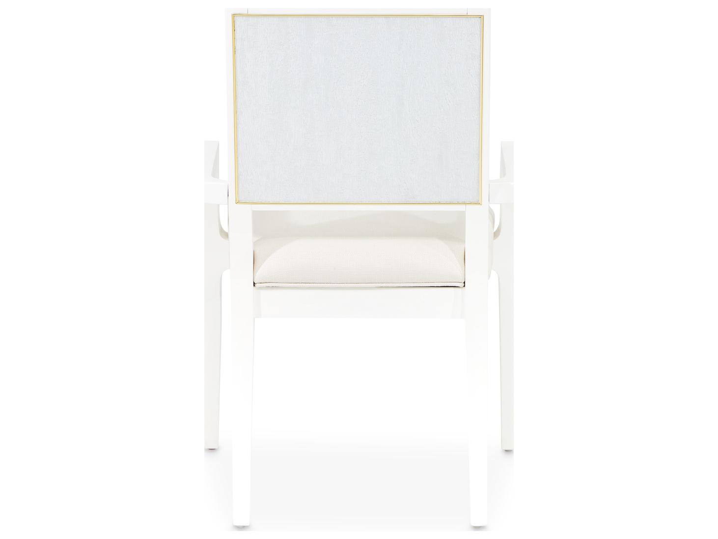 Michael Amini Palm Gate White Upholstered Arm Dining Chair