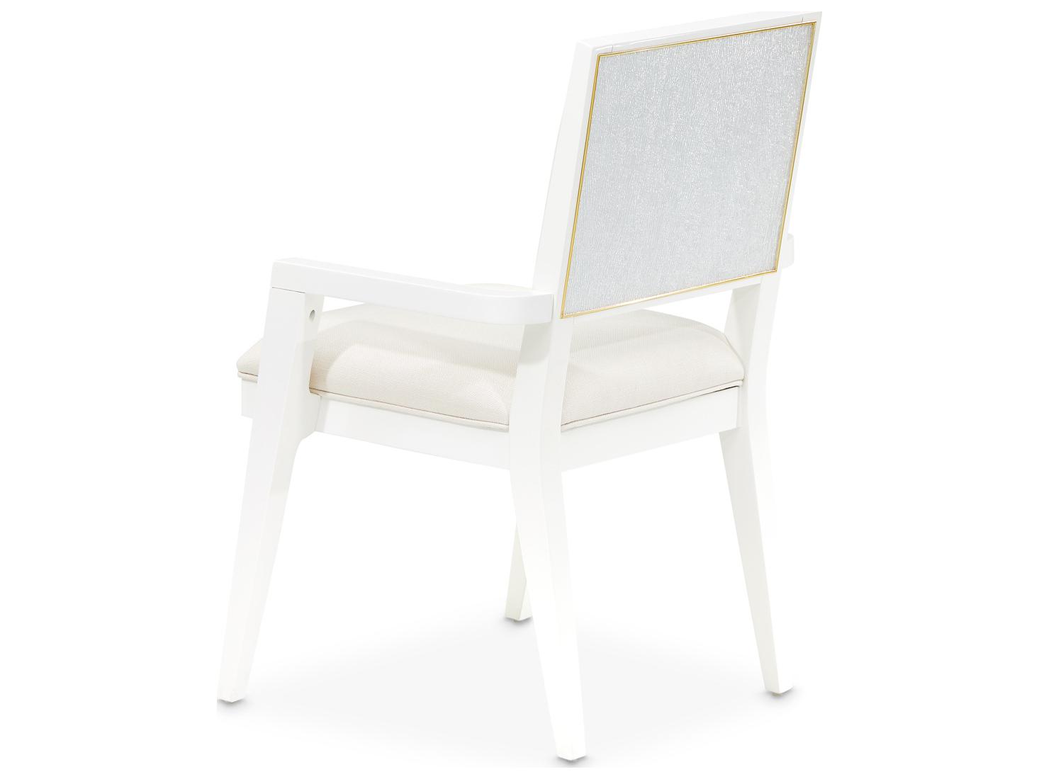 Michael Amini Palm Gate White Upholstered Arm Dining Chair