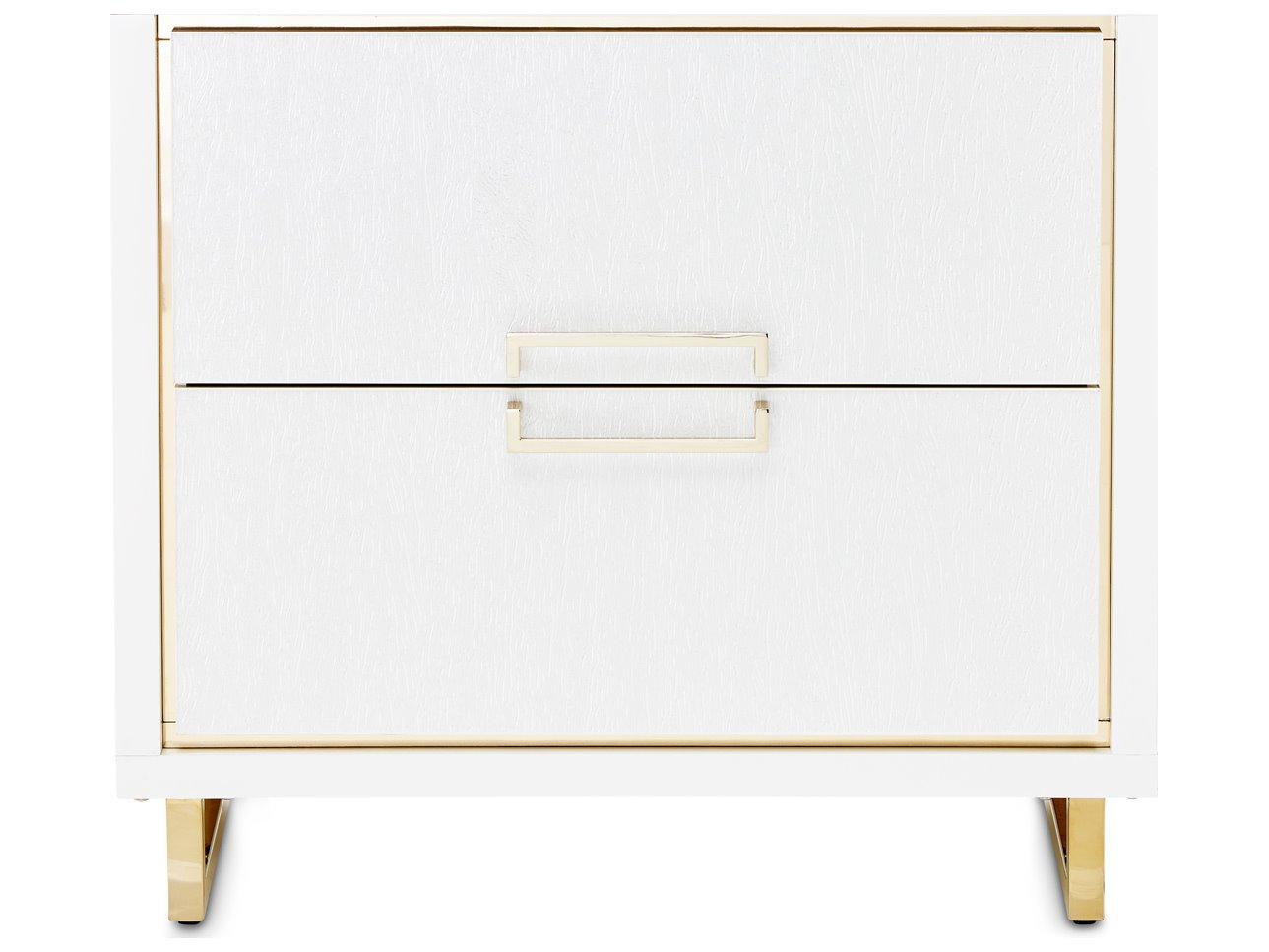 Michael Amini Palm Gate 2-Drawers White Nightstand