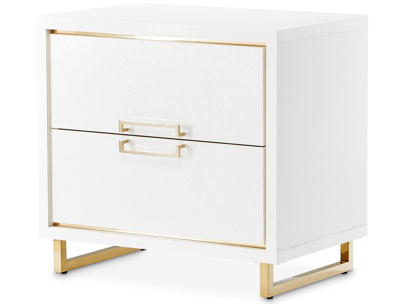 Michael Amini Palm Gate 2-Drawers White Nightstand