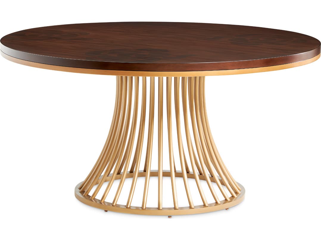 Michael Amini Camellia Field Warm Pecan Round Wood Dining Table