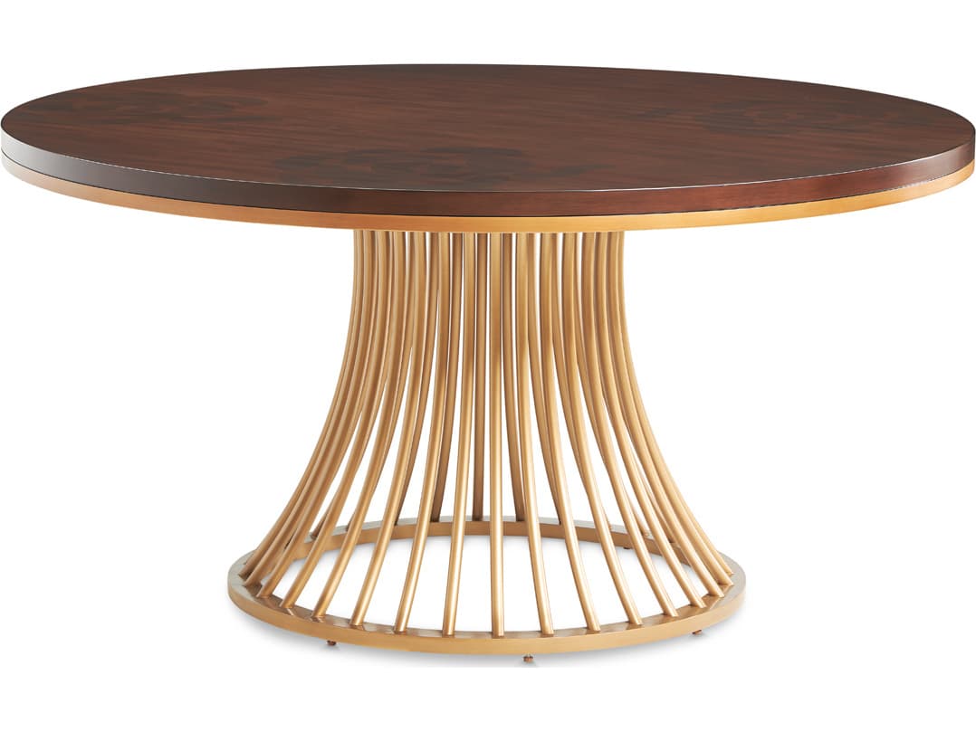 Michael Amini Camellia Field Warm Pecan Round Wood Dining Table