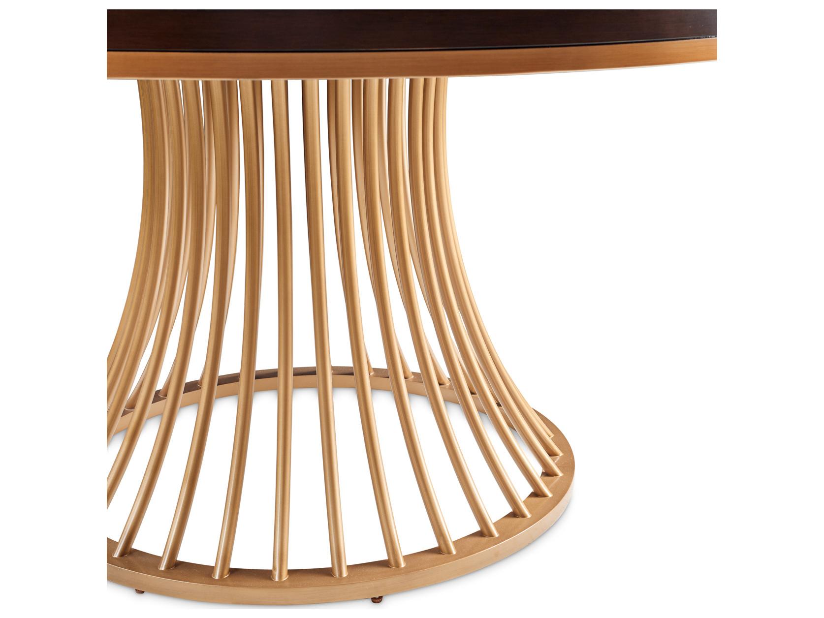 Michael Amini Camellia Field Warm Pecan Round Wood Dining Table