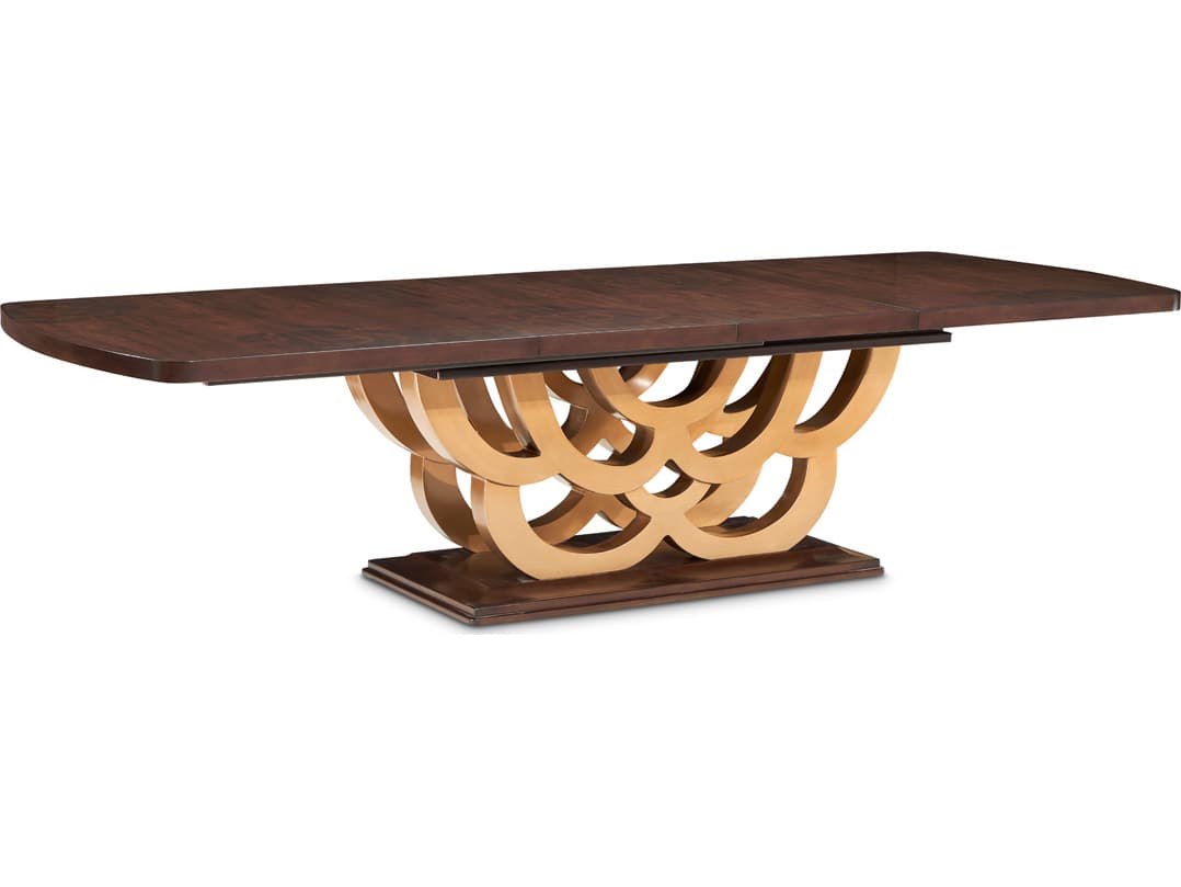 Michael Amini Camellia Field Warm Pecan Rectangular Wood Dining Table