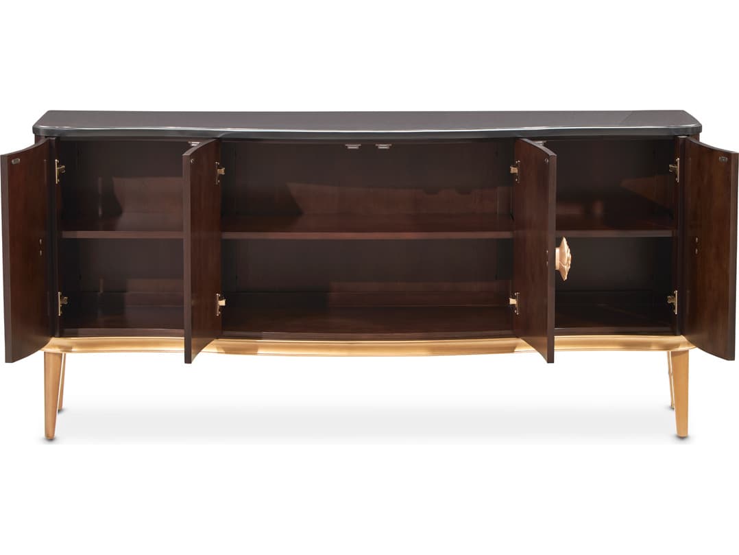 Michael Amini Camellia Field 72" Poplar Wood Warm Pecan Sideboard