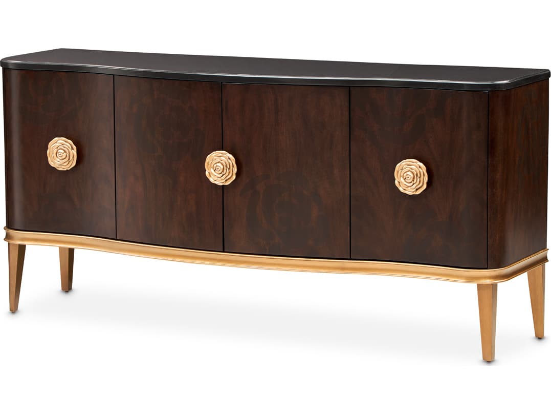 Michael Amini Camellia Field 72" Poplar Wood Warm Pecan Sideboard